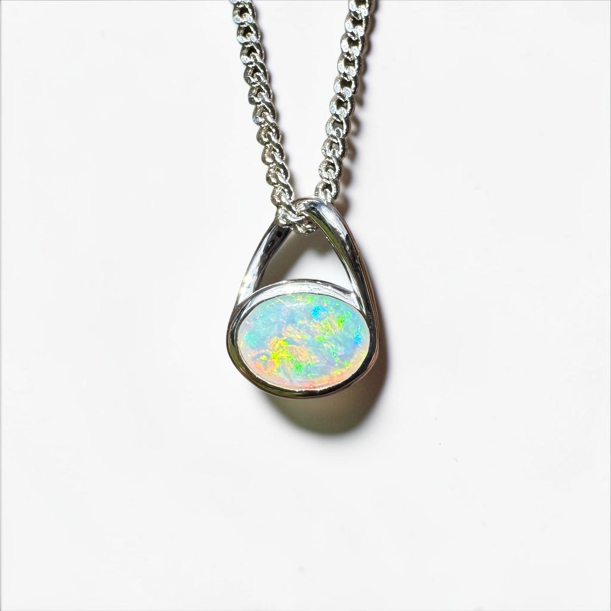 0.8ct Coober Pedy Opal Pendant Necklace ~ 'Coonalpyn Spectrum' | 925 Sterling Silver | Solid Australian Opal