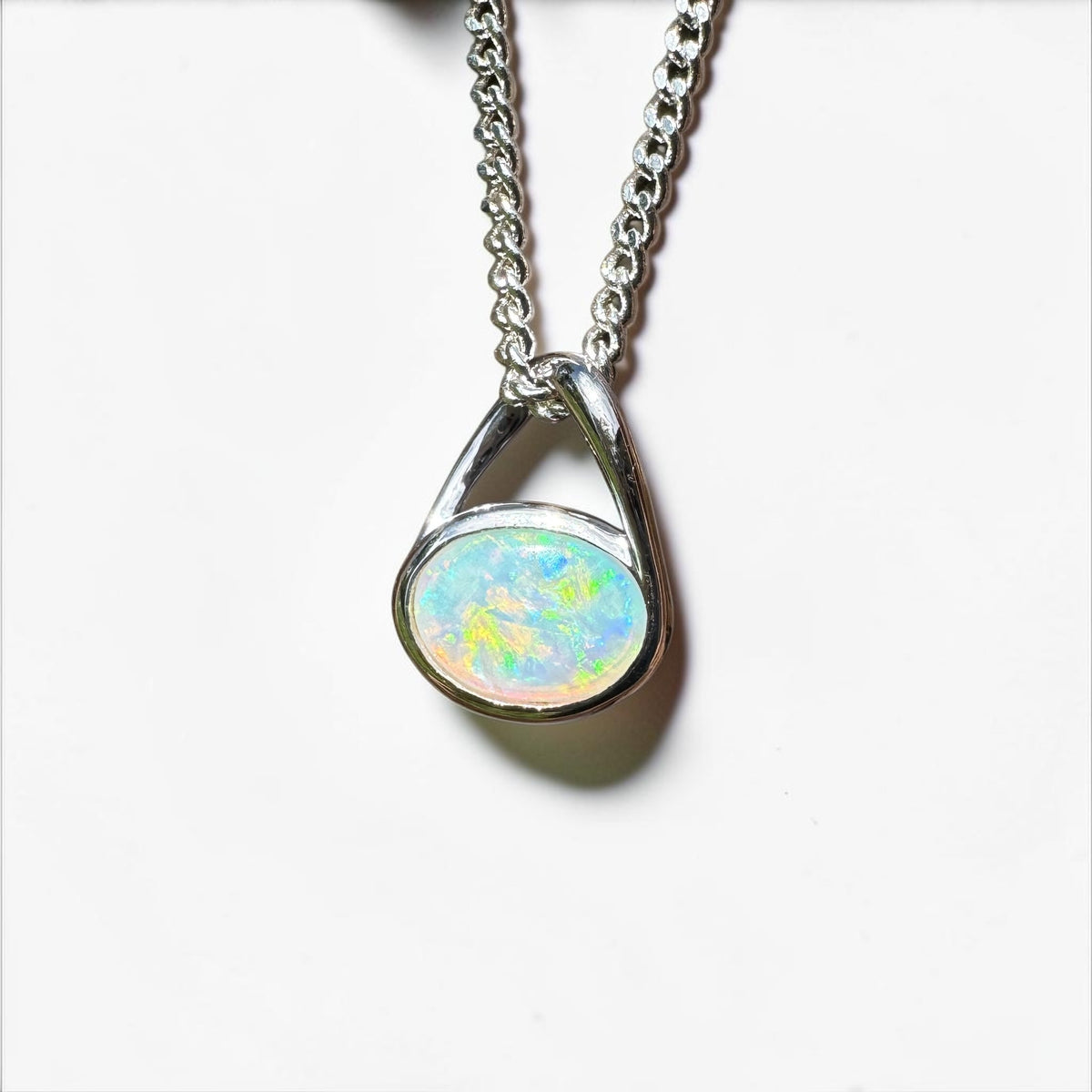 0.8ct Coober Pedy Opal Pendant Necklace ~ 'Coonalpyn Spectrum' | 925 Sterling Silver | Solid Australian Opal