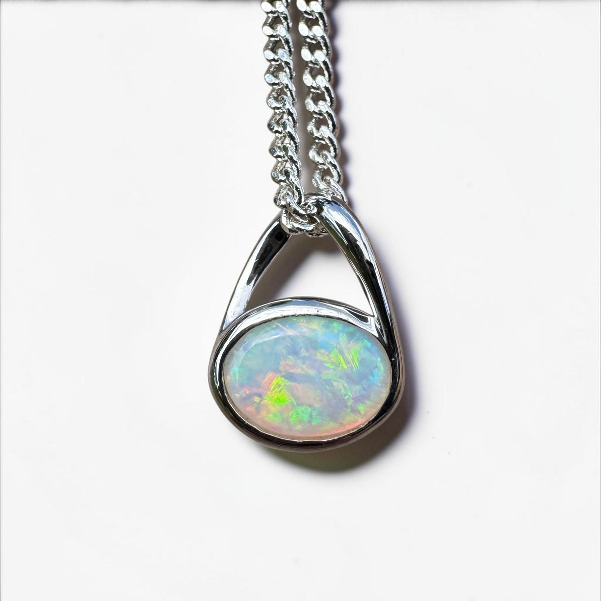0.8ct Coober Pedy Opal Pendant Necklace ~ 'Coonalpyn Spectrum' | 925 Sterling Silver | Solid Australian Opal