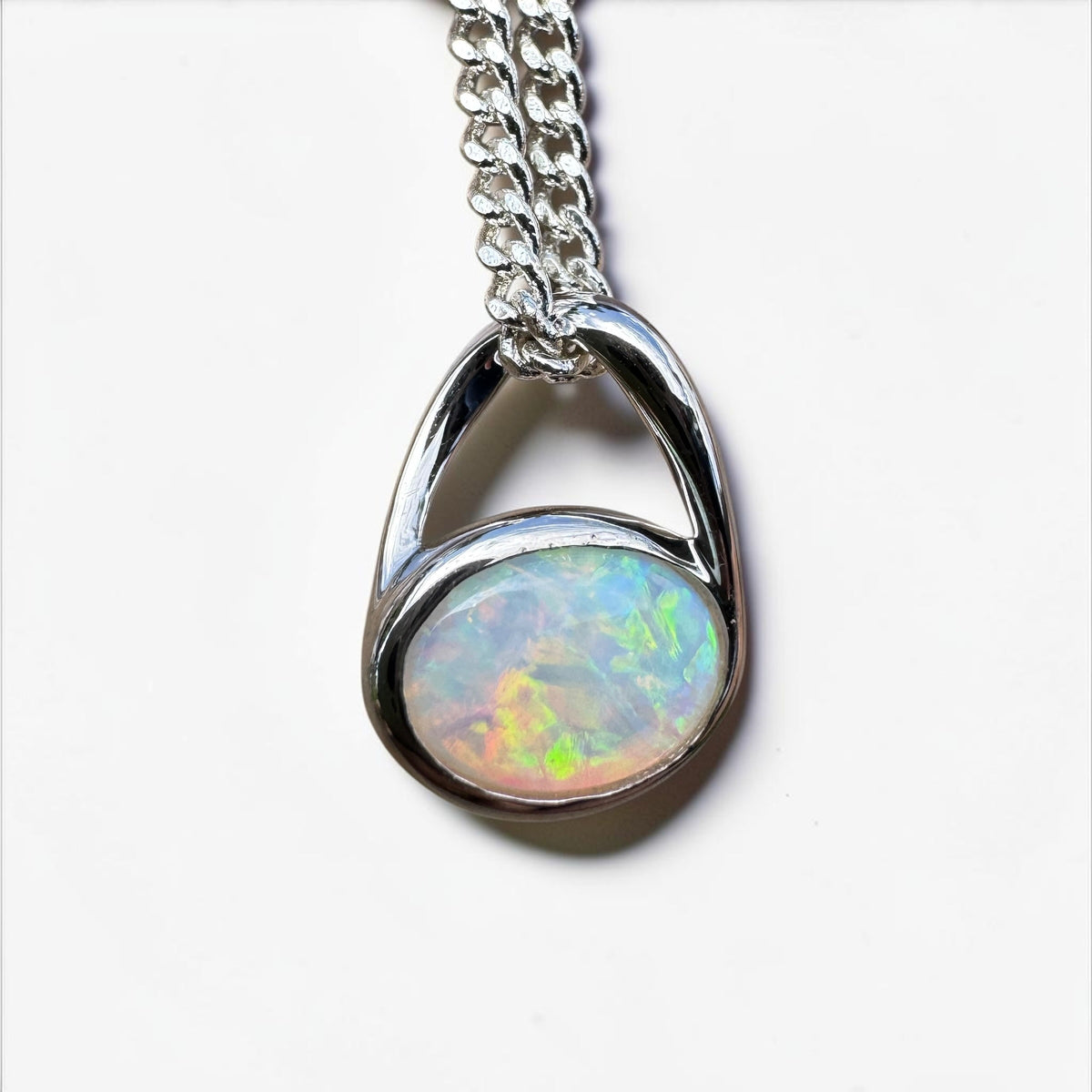 0.8ct Coober Pedy Opal Pendant Necklace ~ 'Coonalpyn Spectrum' | 925 Sterling Silver | Solid Australian Opal