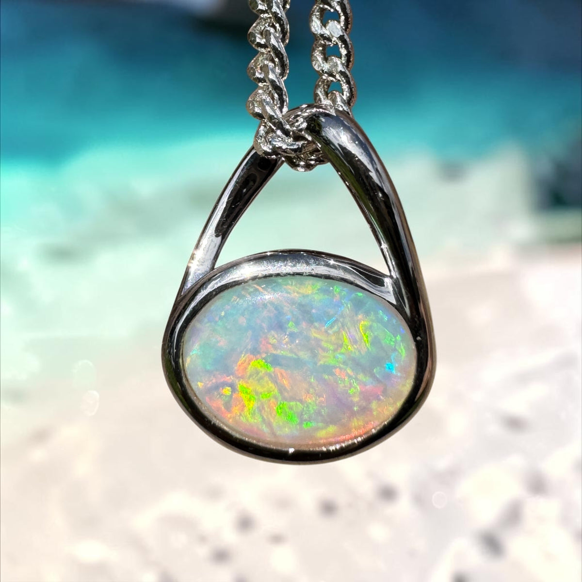 0.8ct Coober Pedy Opal Pendant Necklace ~ 'Coonalpyn Spectrum' | 925 Sterling Silver | Solid Australian Opal