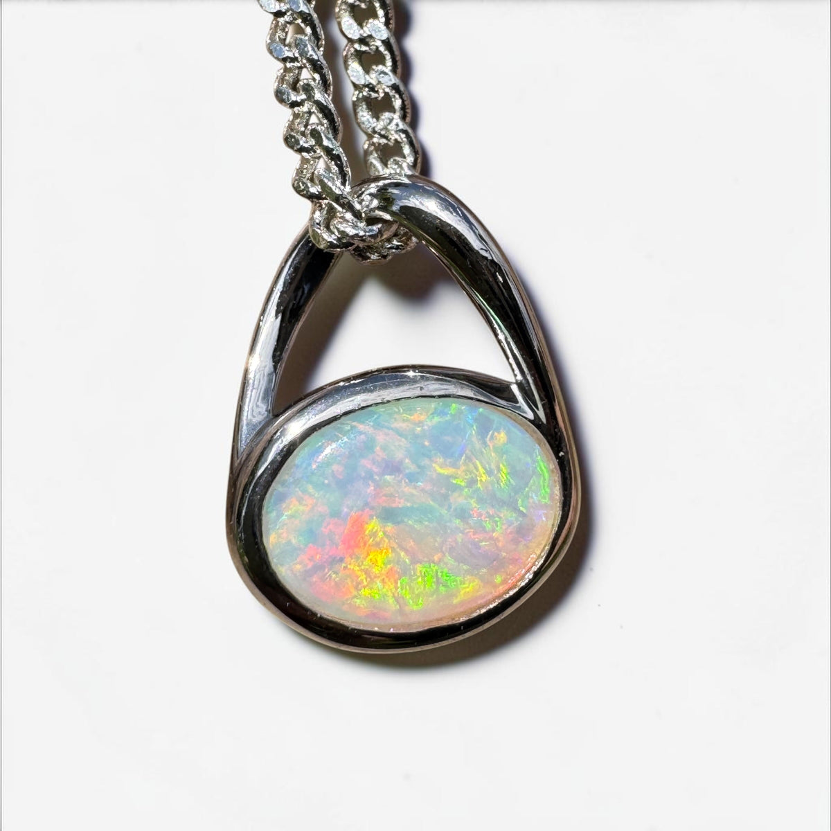 0.8ct Coober Pedy Opal Pendant Necklace ~ 'Coonalpyn Spectrum' | 925 Sterling Silver | Solid Australian Opal