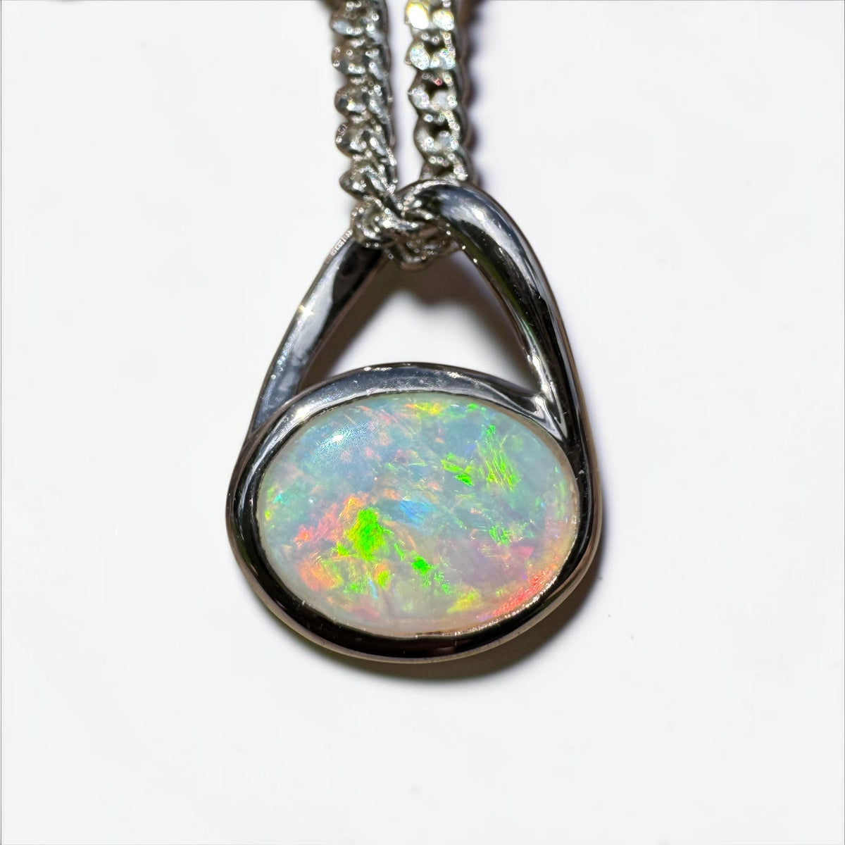 0.8ct Coober Pedy Opal Pendant Necklace ~ 'Coonalpyn Spectrum' | 925 Sterling Silver | Solid Australian Opal