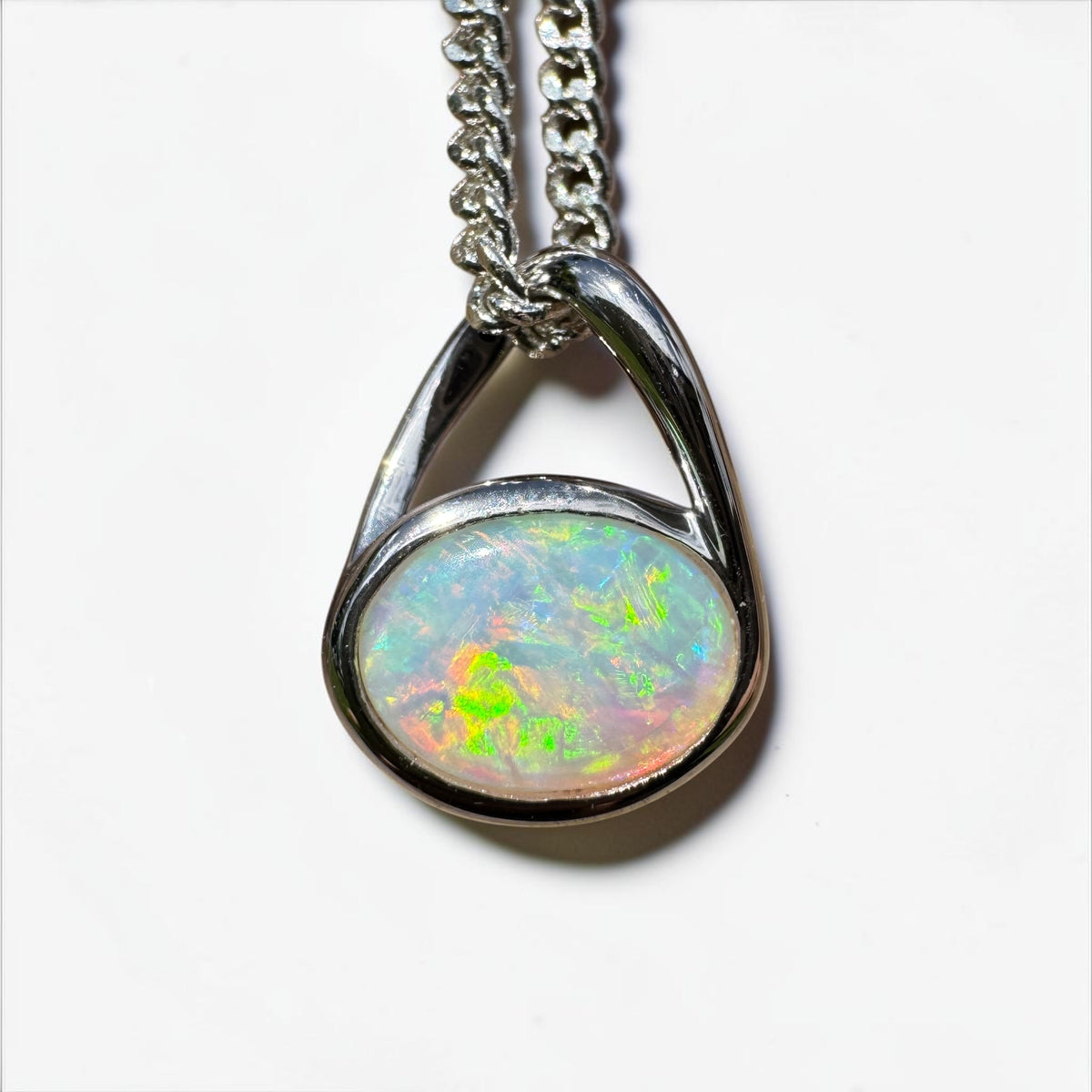 0.8ct Coober Pedy Opal Pendant Necklace ~ 'Coonalpyn Spectrum' | 925 Sterling Silver | Solid Australian Opal