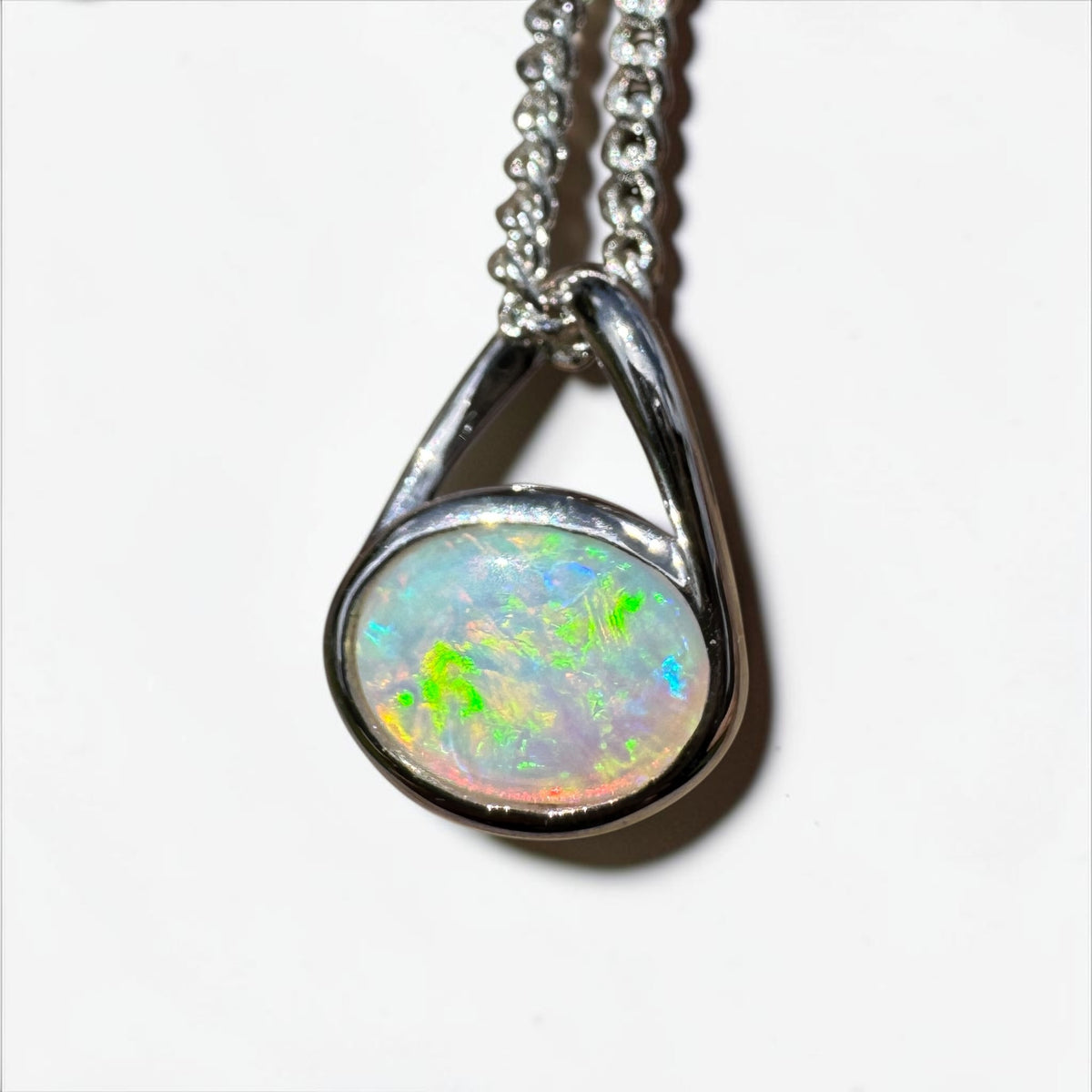 0.8ct Coober Pedy Opal Pendant Necklace ~ 'Coonalpyn Spectrum' | 925 Sterling Silver | Solid Australian Opal