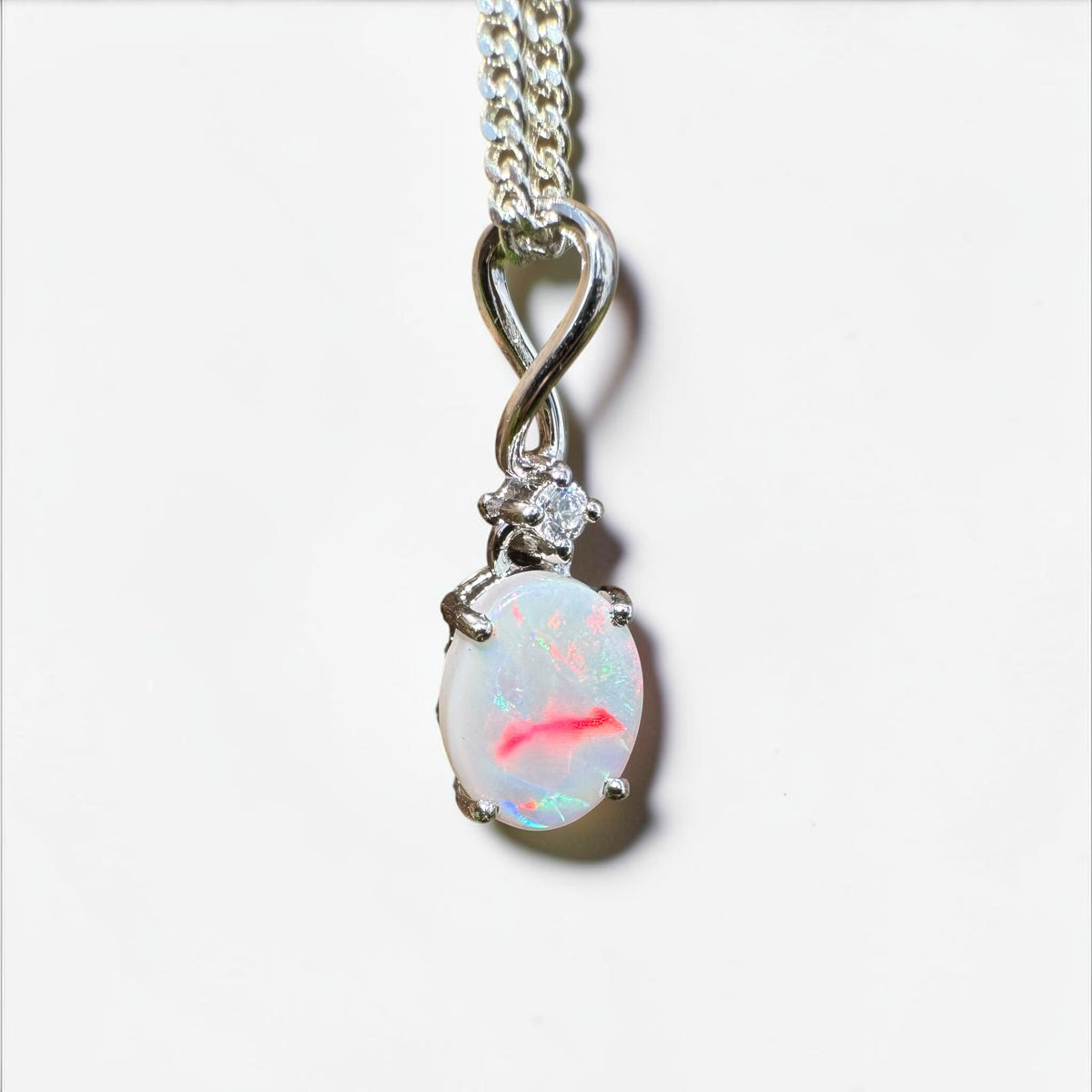 1ct Coober Pedy Opal Pendant Necklace ~ 'Tarcoola Firelight' | 925 Sterling Silver | Solid Australian Opal
