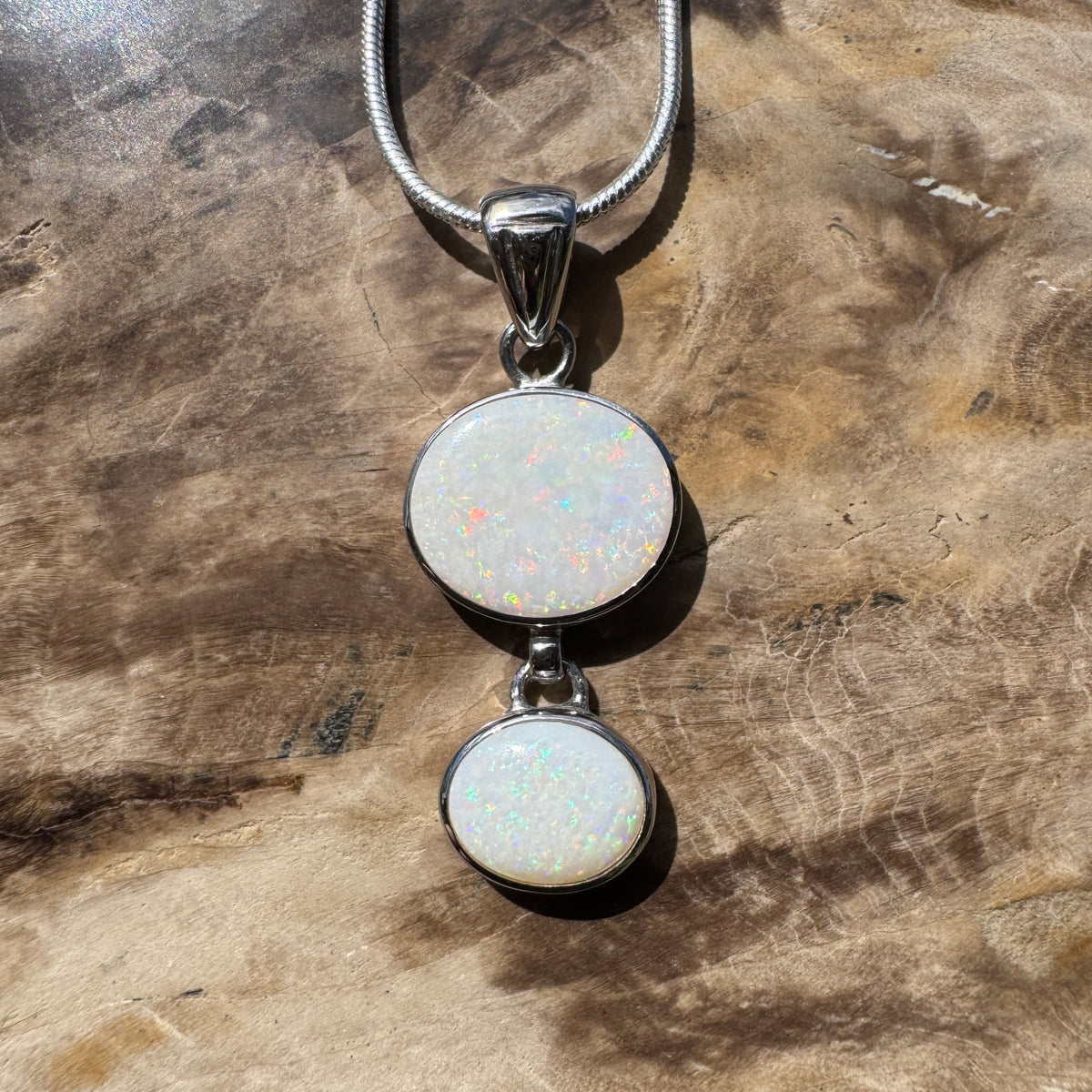 4.9ct Coober Pedy Opal Pendant Necklace ~ 'Kununurra Firelight' | 925 Sterling Silver | Solid Australian Opal