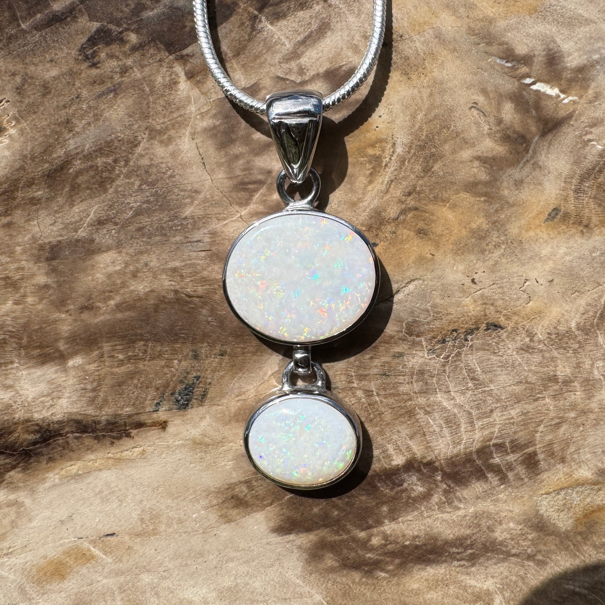 4.9ct Coober Pedy Opal Pendant Necklace ~ 'Kununurra Firelight' | 925 Sterling Silver | Solid Australian Opal