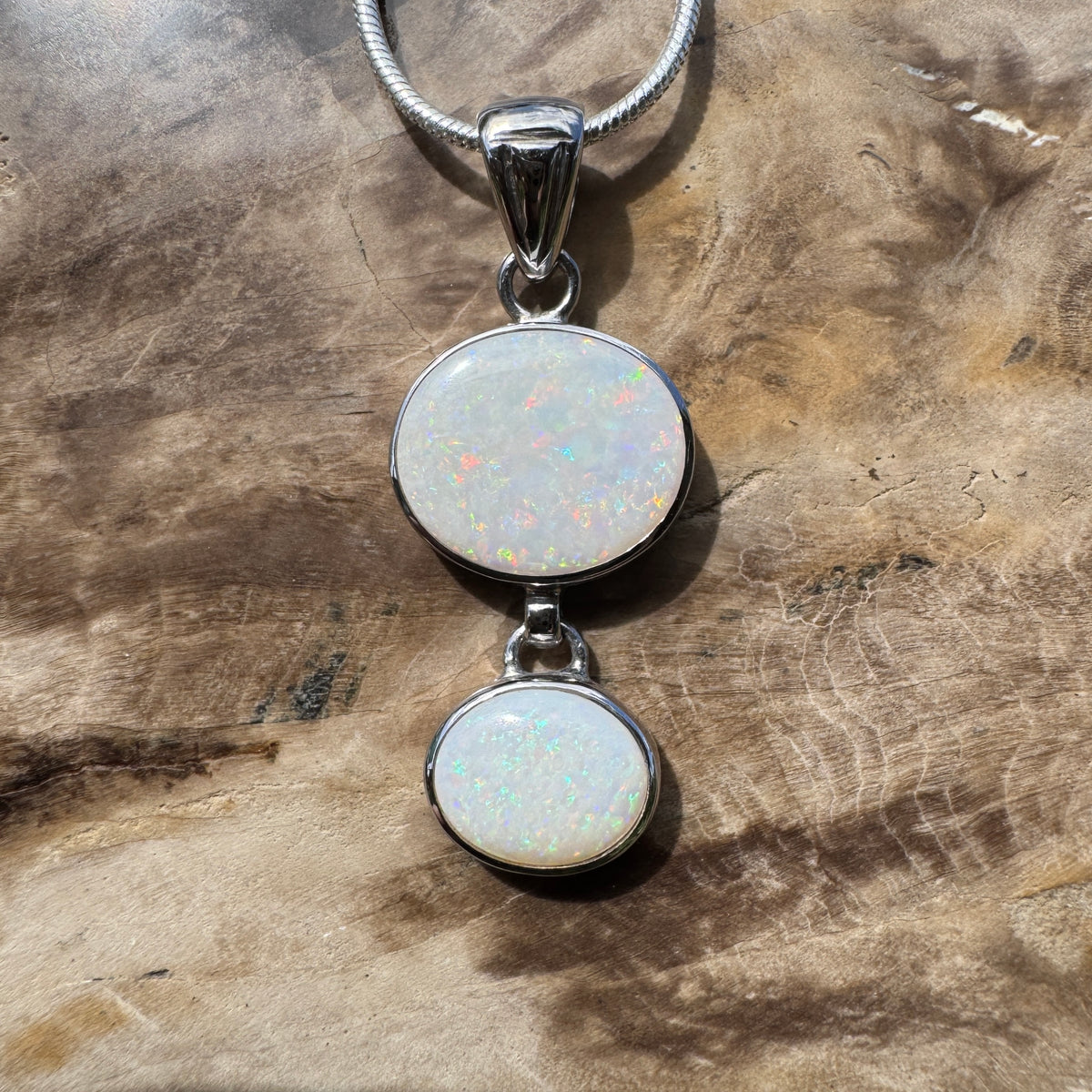 4.9ct Coober Pedy Opal Pendant Necklace ~ 'Kununurra Firelight' | 925 Sterling Silver | Solid Australian Opal