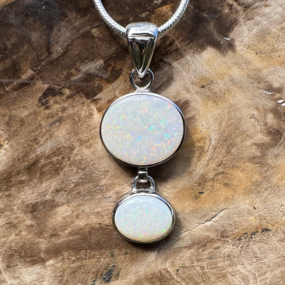 4.9ct Coober Pedy Opal Pendant Necklace ~ 'Kununurra Firelight' | 925 Sterling Silver | Solid Australian Opal