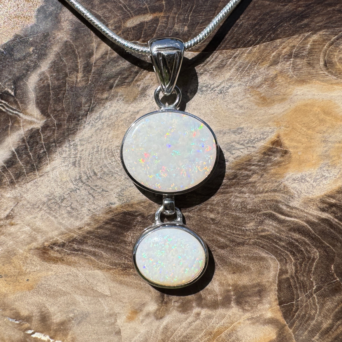 4.9ct Coober Pedy Opal Pendant Necklace ~ 'Kununurra Firelight' | 925 Sterling Silver | Solid Australian Opal