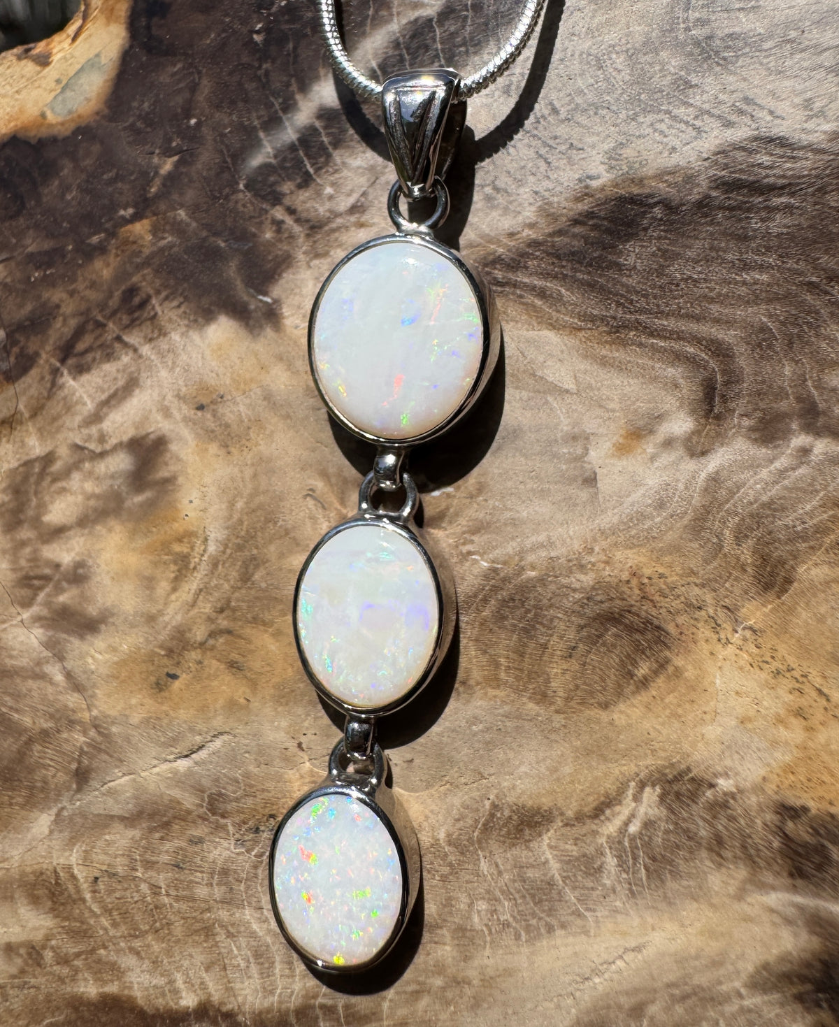 7.5ct Coober Pedy Opal Pendant Necklace ~ 'Karoonda Spectrum' | 925 Sterling Silver | Solid Australian Opal