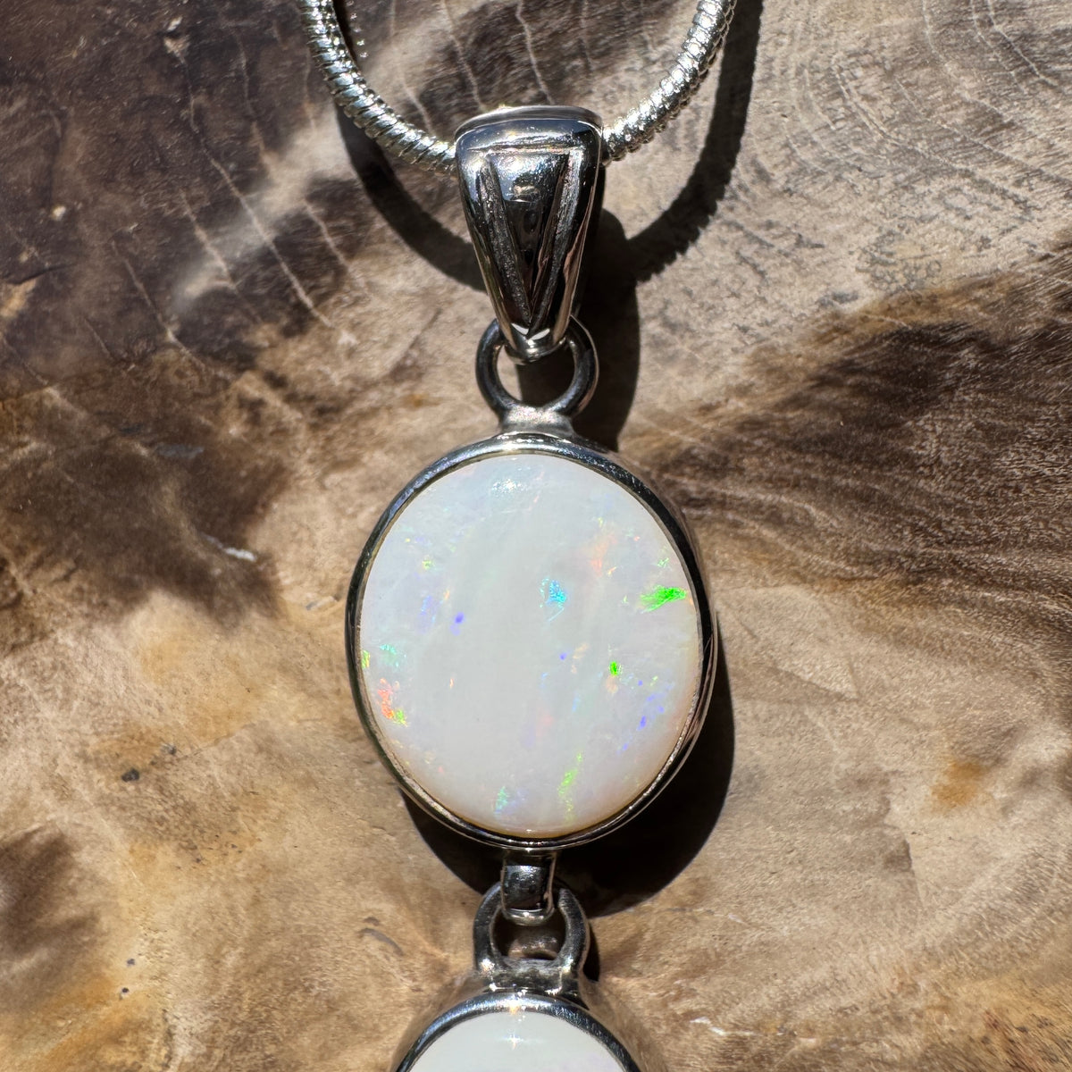 7.5ct Coober Pedy Opal Pendant Necklace ~ 'Karoonda Spectrum' | 925 Sterling Silver | Solid Australian Opal