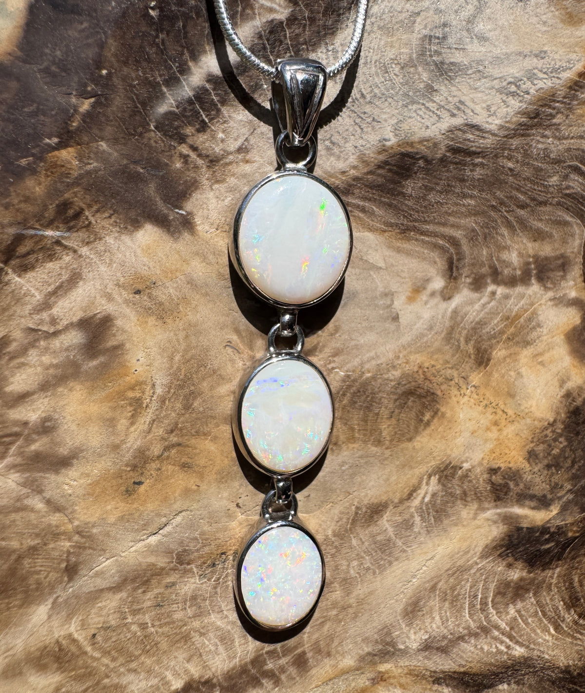 7.5ct Coober Pedy Opal Pendant Necklace ~ 'Karoonda Spectrum' | 925 Sterling Silver | Solid Australian Opal