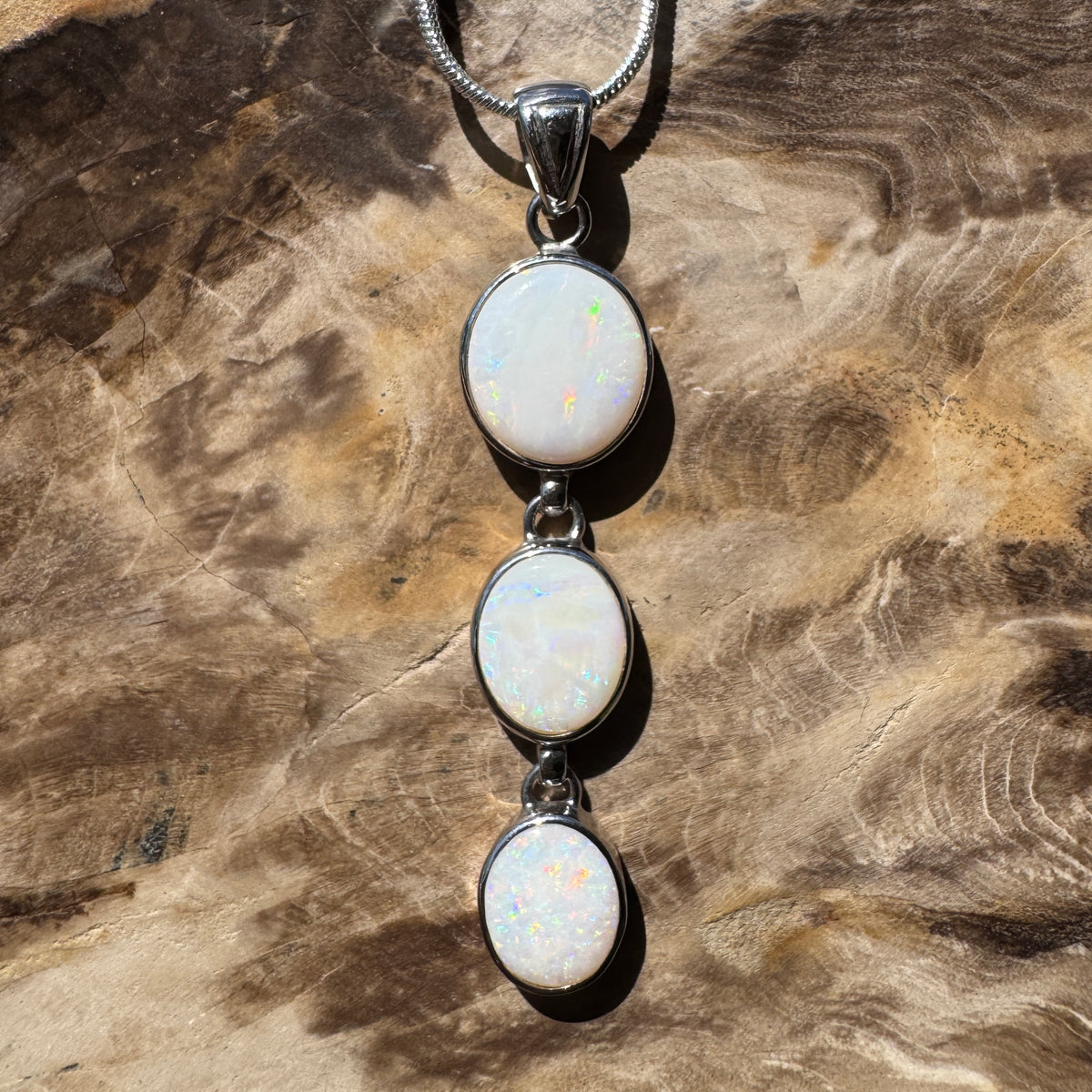 7.5ct Coober Pedy Opal Pendant Necklace ~ 'Karoonda Spectrum' | 925 Sterling Silver | Solid Australian Opal