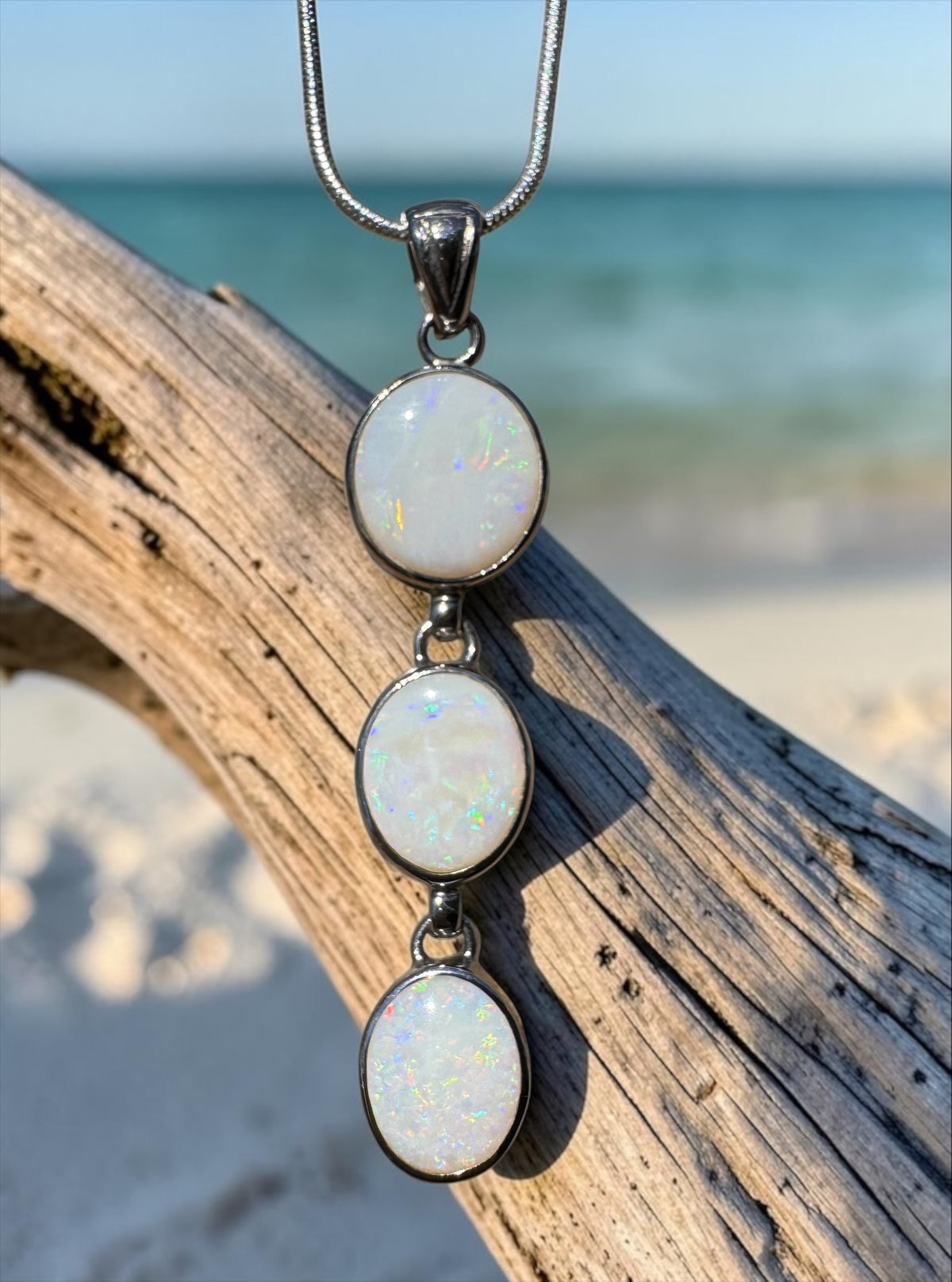7.5ct Coober Pedy Opal Pendant Necklace ~ 'Karoonda Spectrum' | 925 Sterling Silver | Solid Australian Opal