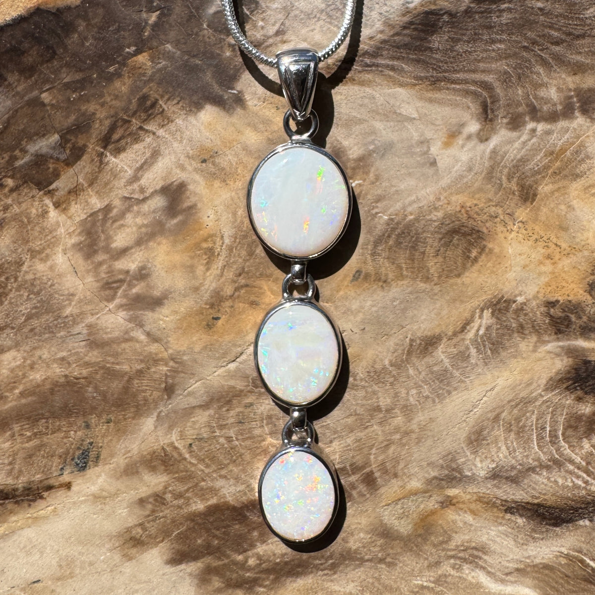 7.5ct Coober Pedy Opal Pendant Necklace ~ 'Karoonda Spectrum' | 925 Sterling Silver | Solid Australian Opal