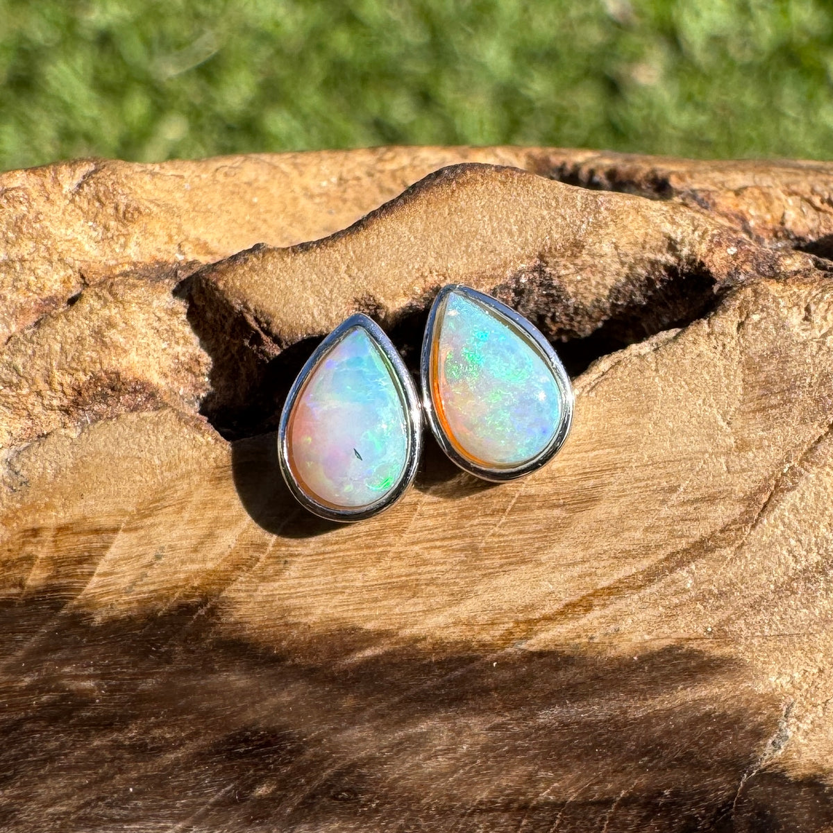 0.5ct Coober Pedy Opal Stud Earrings ~ 'Kadina Blue' | 925 Sterling Silver | Solid Australian Opal