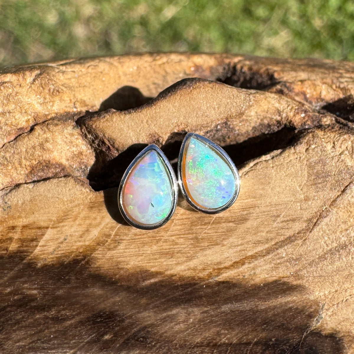 0.5ct Coober Pedy Opal Stud Earrings ~ 'Kadina Blue' | 925 Sterling Silver | Solid Australian Opal