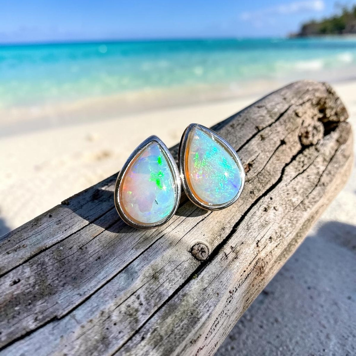 0.5ct Coober Pedy Opal Stud Earrings ~ 'Kadina Blue' | 925 Sterling Silver | Solid Australian Opal