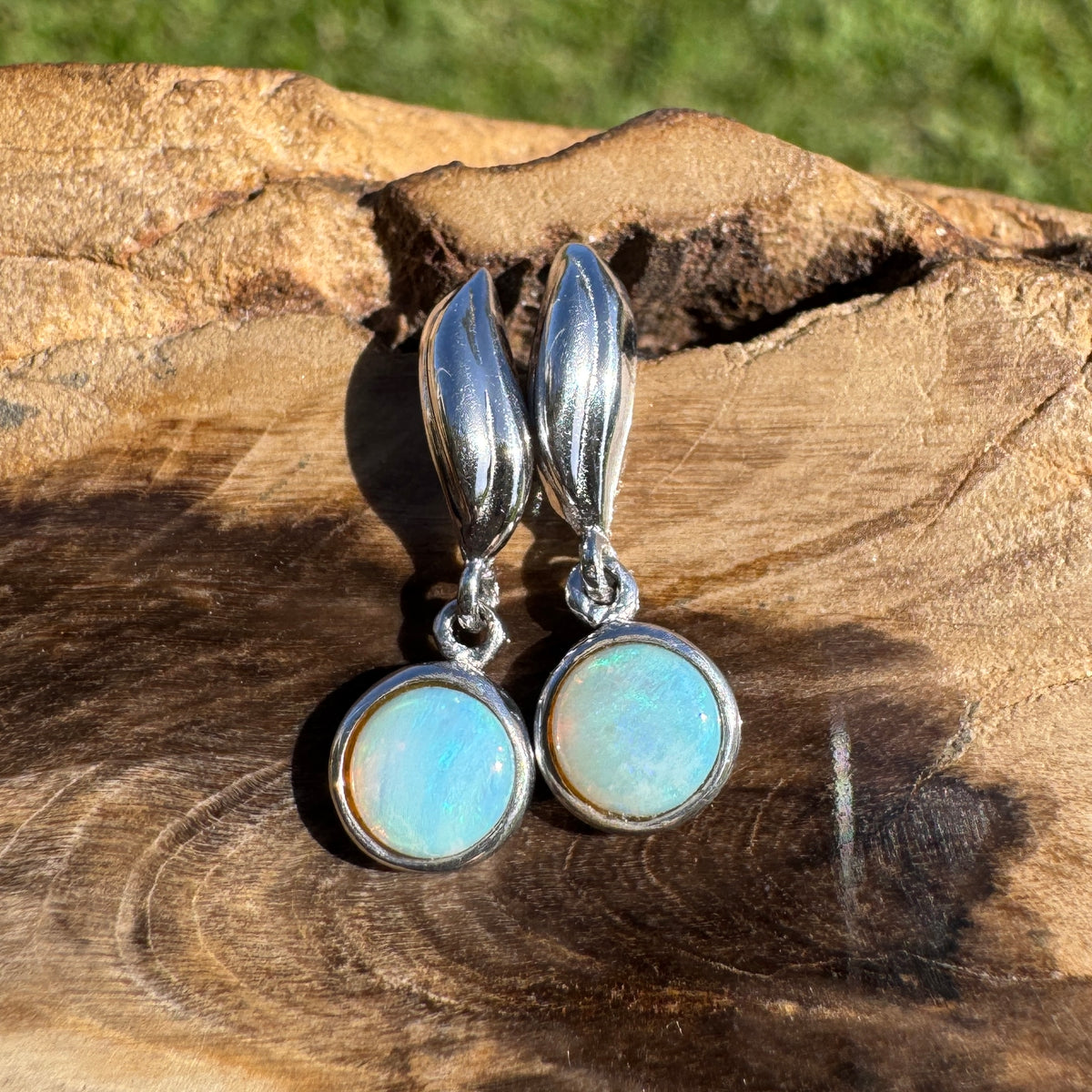 0.8ct Coober Pedy Opal Stud Drop Earrings ~ 'Moonta Drops' | 925 Sterling Silver | Solid Australian Opal