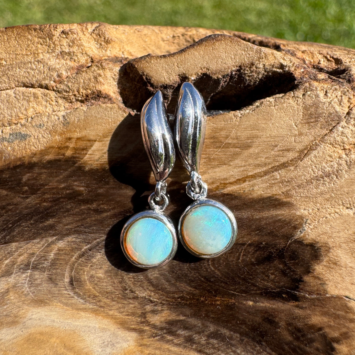 0.8ct Coober Pedy Opal Stud Drop Earrings ~ 'Moonta Drops' | 925 Sterling Silver | Solid Australian Opal