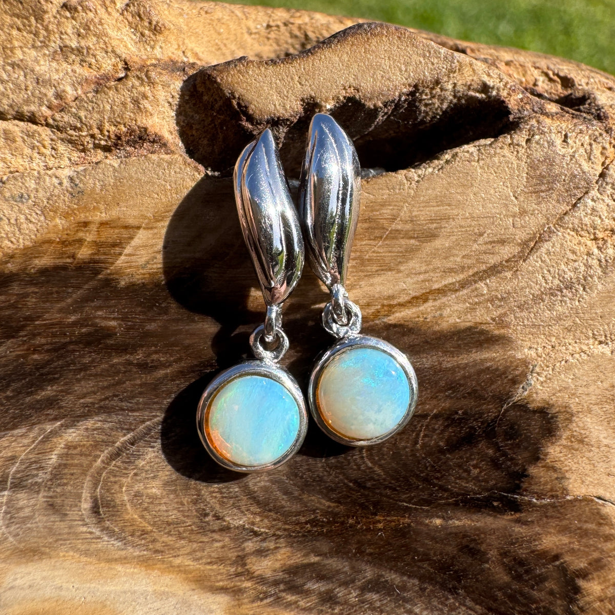 0.8ct Coober Pedy Opal Stud Drop Earrings ~ 'Moonta Drops' | 925 Sterling Silver | Solid Australian Opal