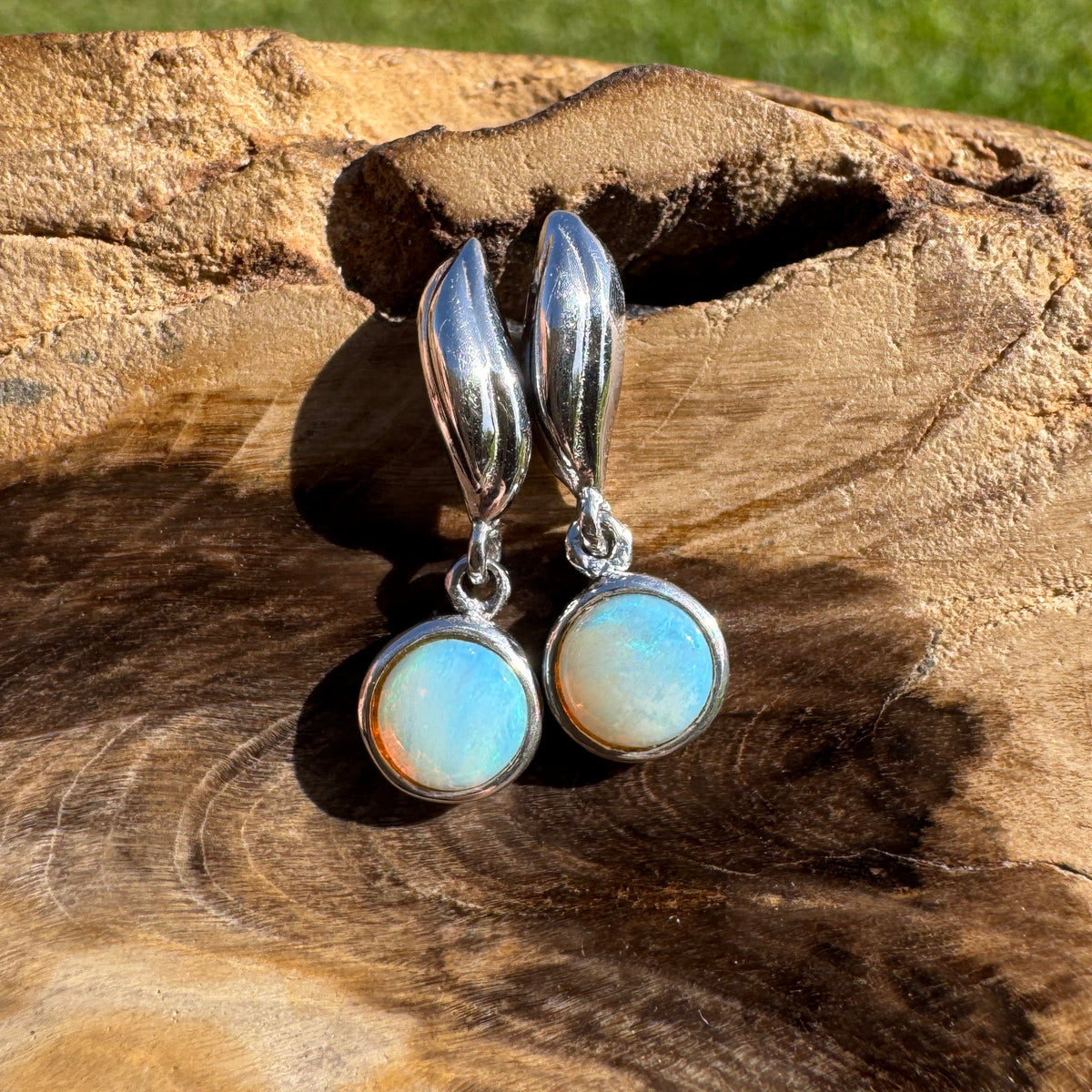0.8ct Coober Pedy Opal Stud Drop Earrings ~ 'Moonta Drops' | 925 Sterling Silver | Solid Australian Opal