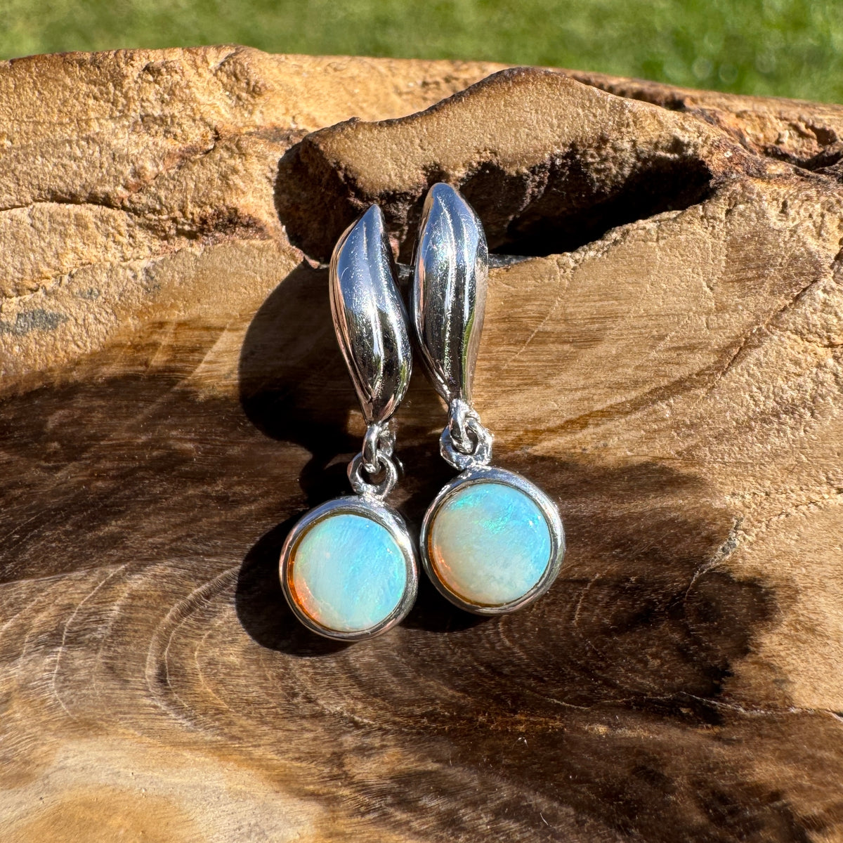 0.8ct Coober Pedy Opal Stud Drop Earrings ~ 'Moonta Drops' | 925 Sterling Silver | Solid Australian Opal