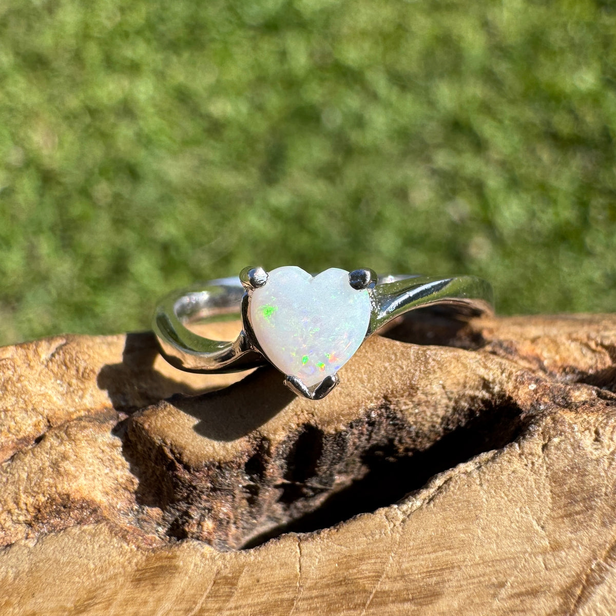 0.6ct Coober Pedy Opal Ring ~ 'Strahan Glow' | 925 Sterling Silver | Solid Australian Opal