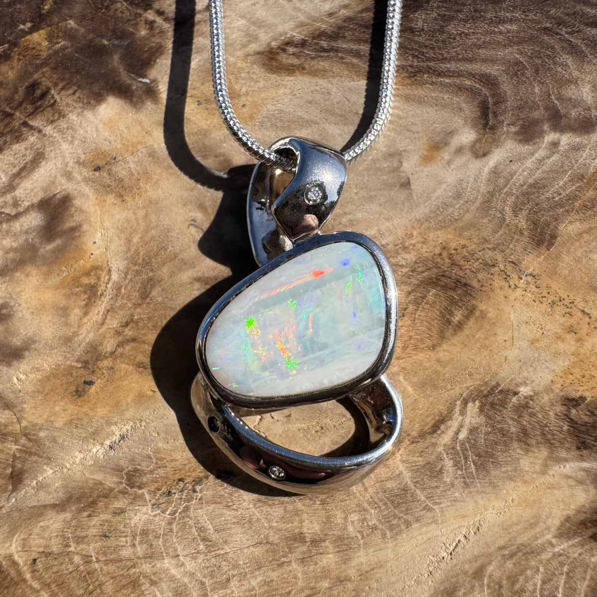 2.9ct Coober Pedy Opal Pendant Necklace ~ 'Cobargo Glow' | 925 Sterling Silver | Solid Australian Opal