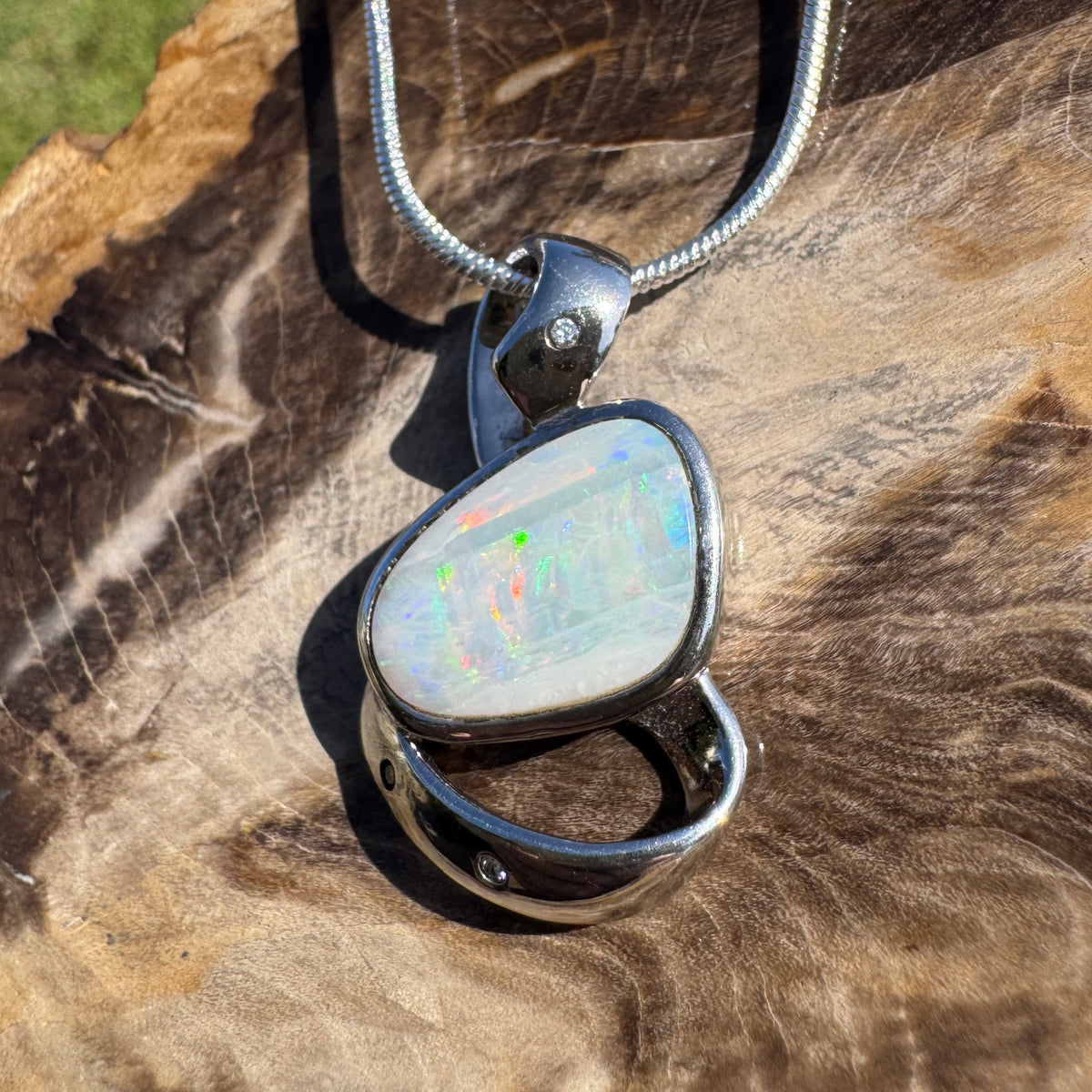 2.9ct Coober Pedy Opal Pendant Necklace ~ 'Cobargo Glow' | 925 Sterling Silver | Solid Australian Opal