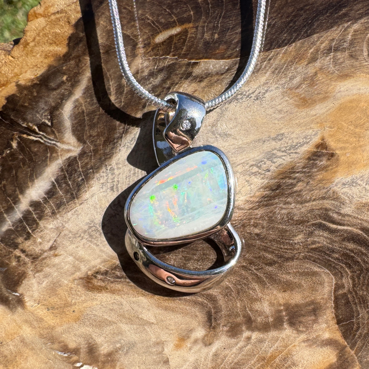 2.9ct Coober Pedy Opal Pendant Necklace ~ 'Cobargo Glow' | 925 Sterling Silver | Solid Australian Opal