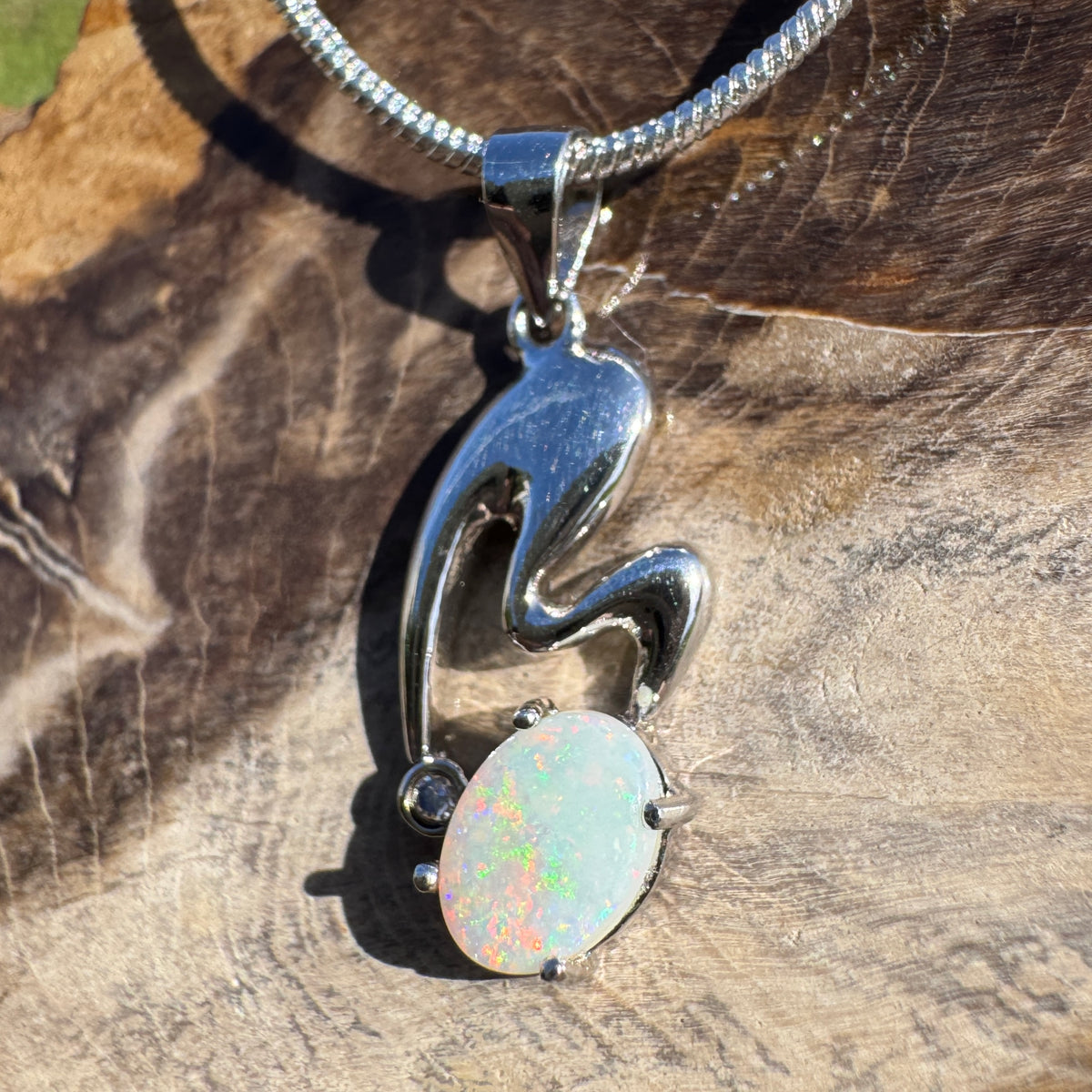 0.5ct Coober Pedy Opal Pendant Necklace ~ 'Thargomindah Glow' | 925 Sterling Silver | Solid Australian Opal
