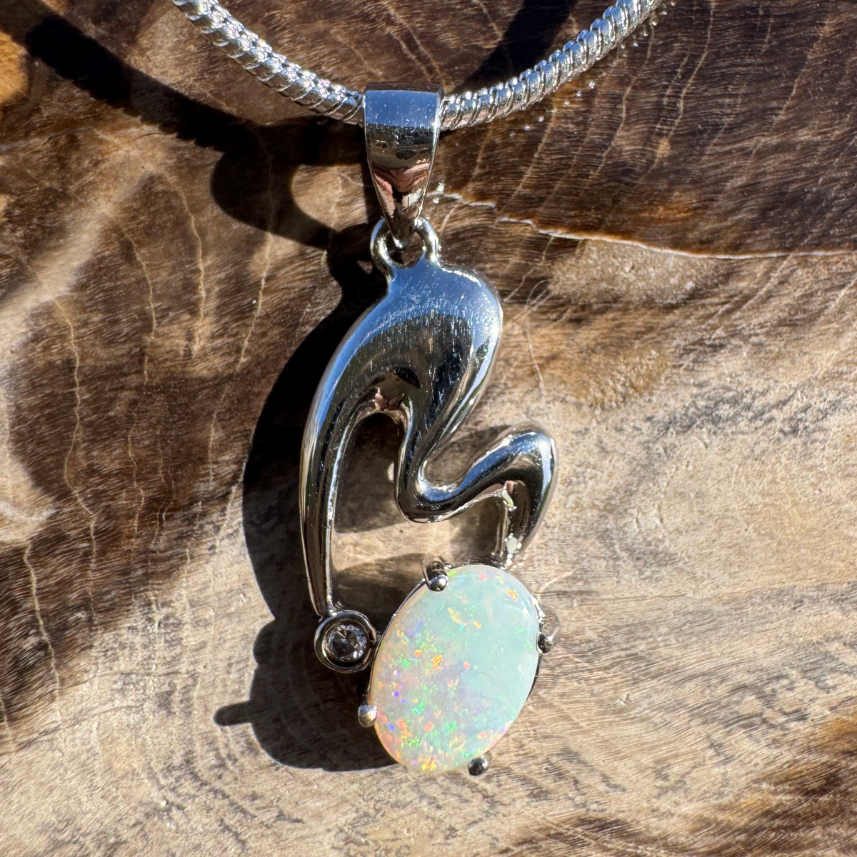 0.5ct Coober Pedy Opal Pendant Necklace ~ 'Thargomindah Glow' | 925 Sterling Silver | Solid Australian Opal