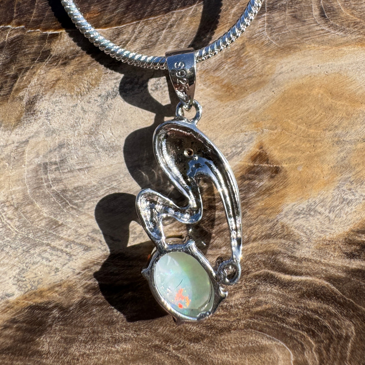 0.5ct Coober Pedy Opal Pendant Necklace ~ 'Thargomindah Glow' | 925 Sterling Silver | Solid Australian Opal