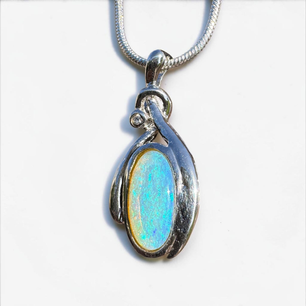 1.4ct Lightning Ridge Opal Pendant Necklace ~ 'Nimbin Blue' | 925 Sterling Silver | Solid Australian Opal