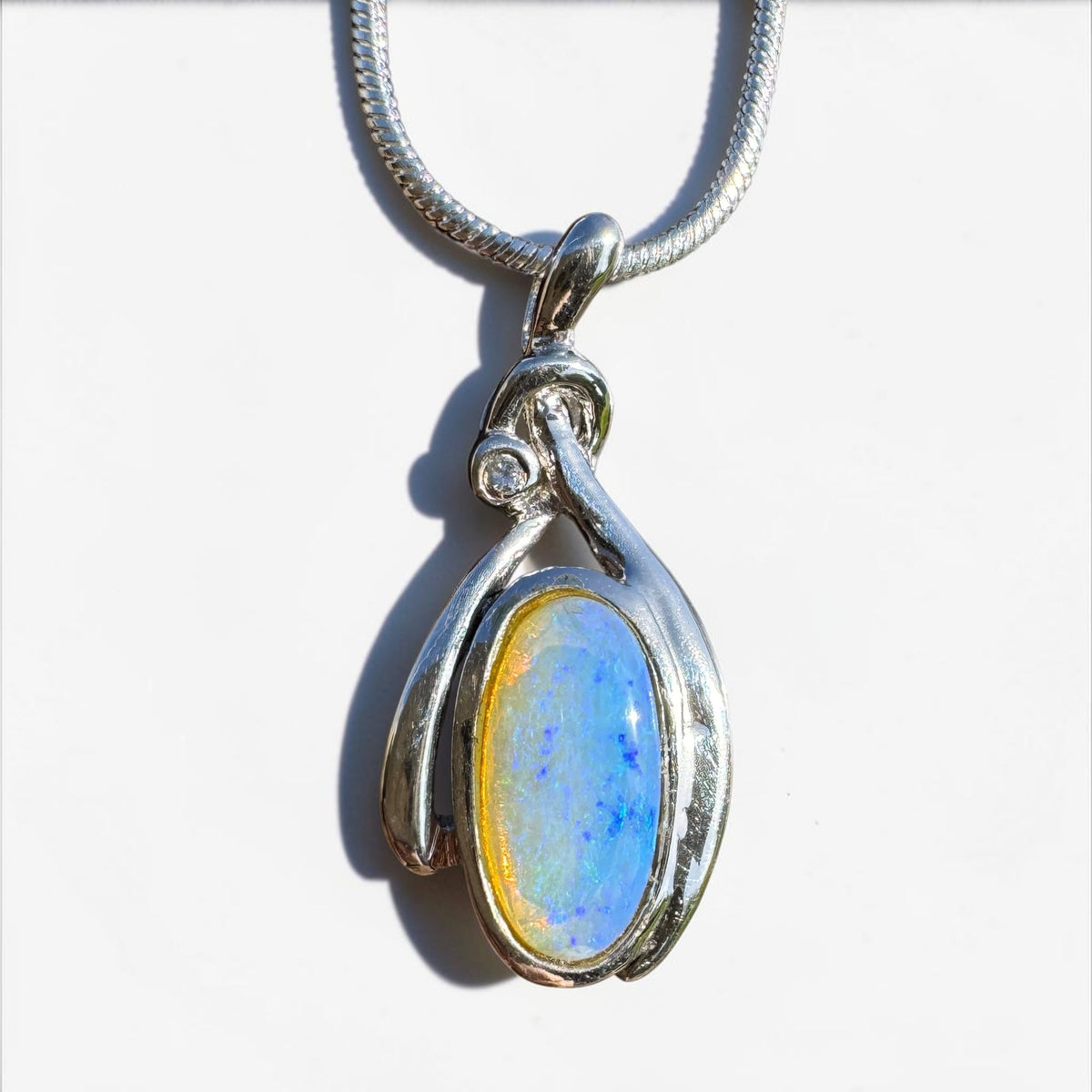 1.4ct Lightning Ridge Opal Pendant Necklace ~ 'Nimbin Blue' | 925 Sterling Silver | Solid Australian Opal