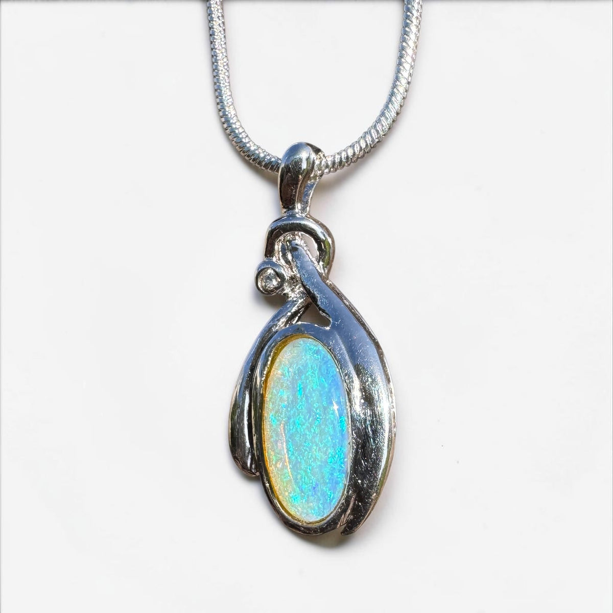 1.4ct Lightning Ridge Opal Pendant Necklace ~ 'Nimbin Blue' | 925 Sterling Silver | Solid Australian Opal