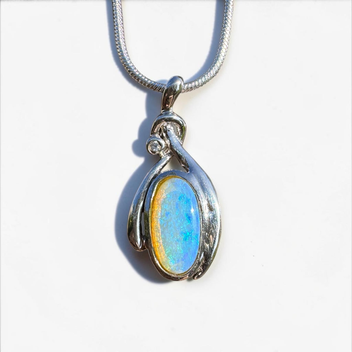 1.4ct Lightning Ridge Opal Pendant Necklace ~ 'Nimbin Blue' | 925 Sterling Silver | Solid Australian Opal
