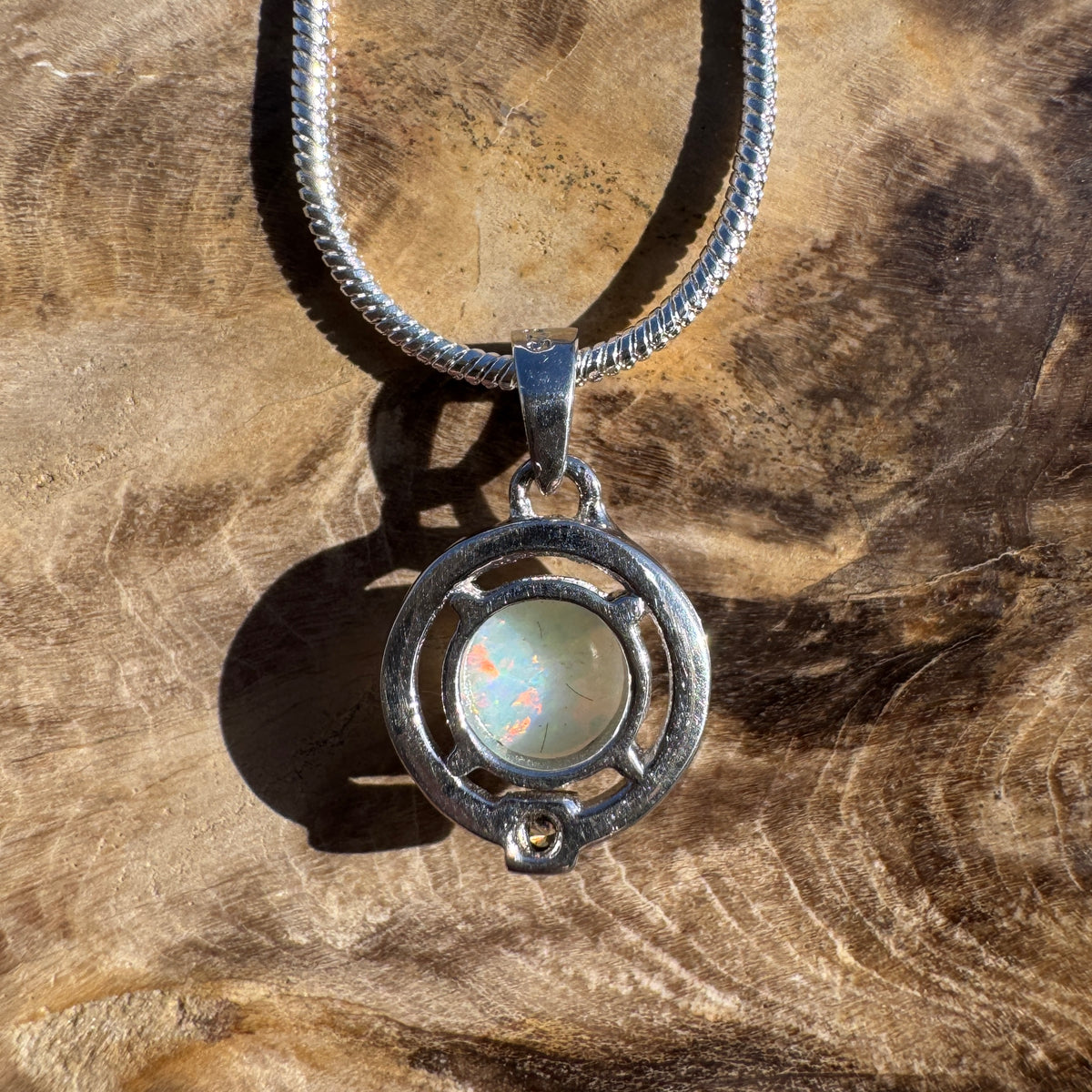 0.5ct Coober Pedy Opal Pendant Necklace ~ 'Mansfield Blue' | 925 Sterling Silver | Solid Australian Opal