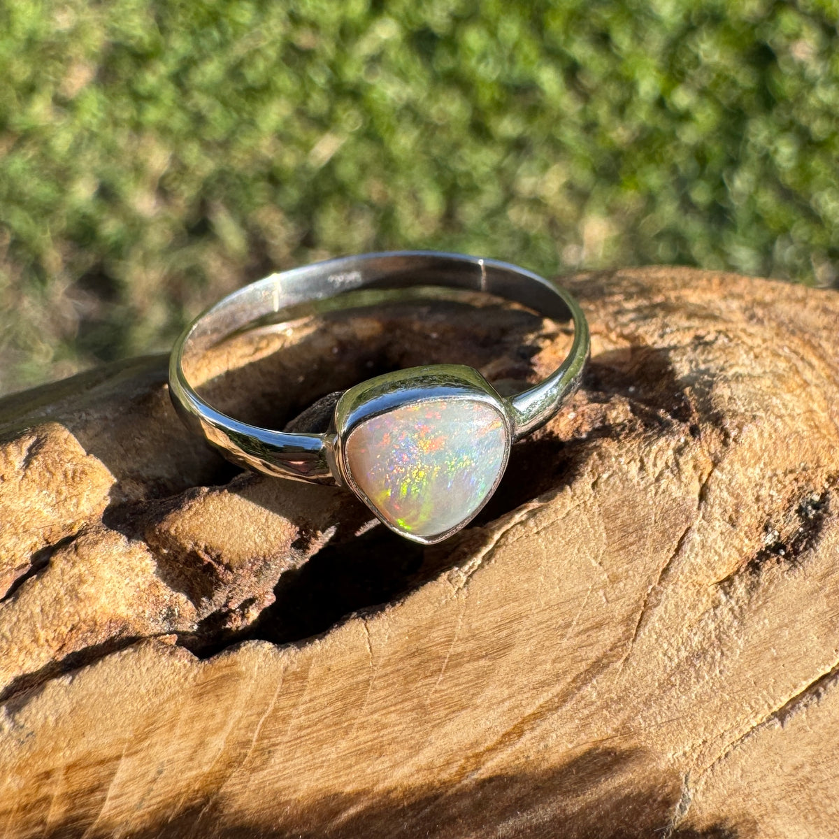 0.7ct Lightning Ridge Opal Ring ~ 'Woolgoolga Ember' | 925 Sterling Silver | Solid Australian Opal