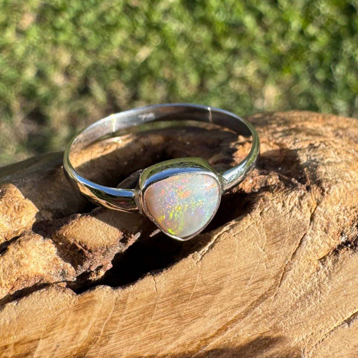 0.7ct Lightning Ridge Opal Ring ~ 'Woolgoolga Ember' | 925 Sterling Silver | Solid Australian Opal