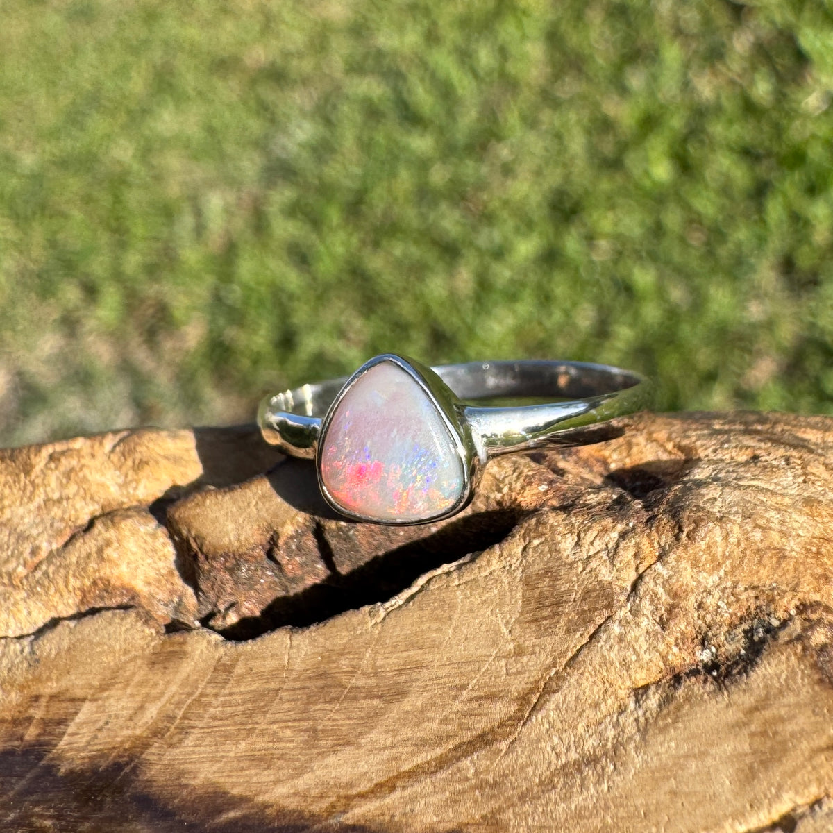 0.7ct Lightning Ridge Opal Ring ~ 'Woolgoolga Ember' | 925 Sterling Silver | Solid Australian Opal