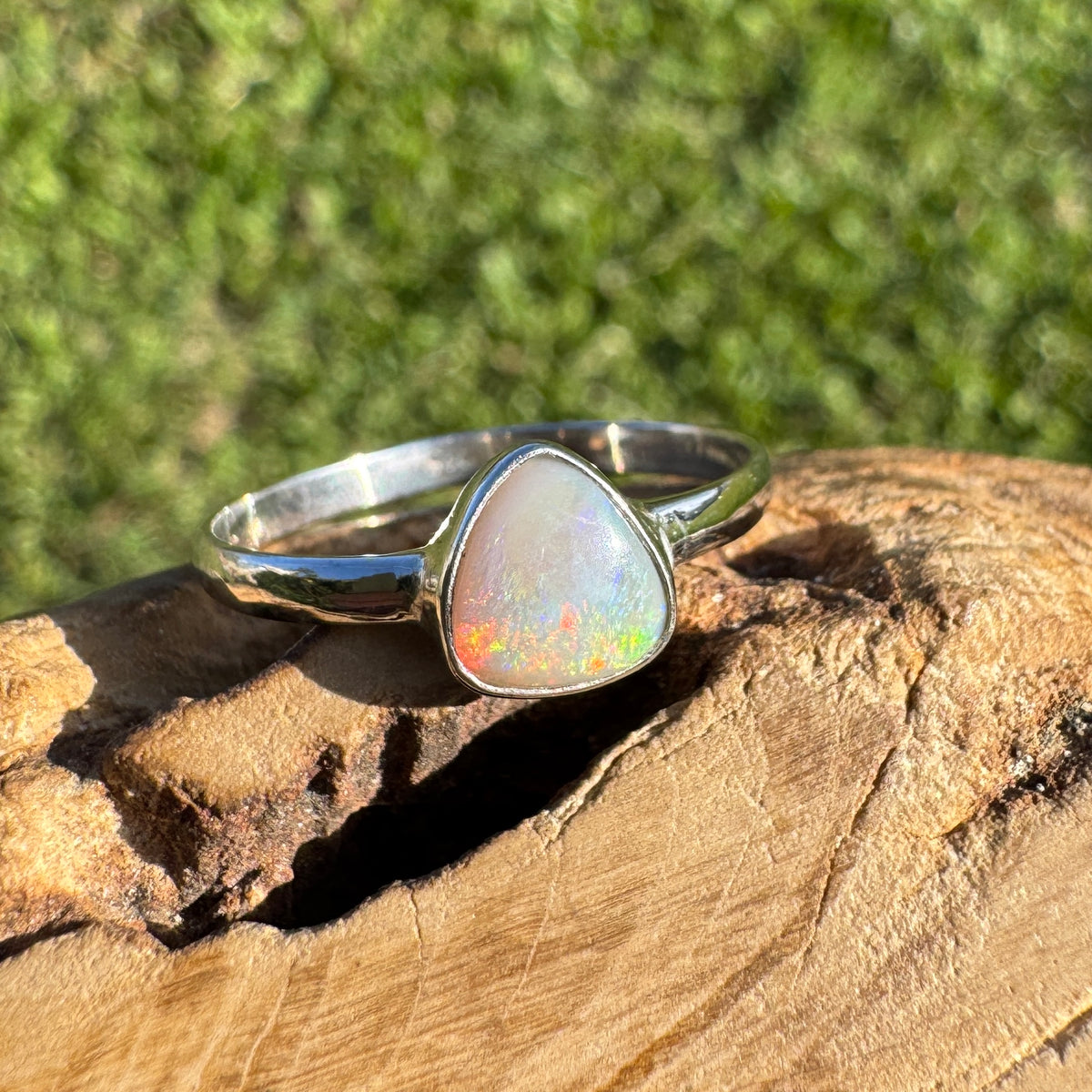 0.7ct Lightning Ridge Opal Ring ~ 'Woolgoolga Ember' | 925 Sterling Silver | Solid Australian Opal