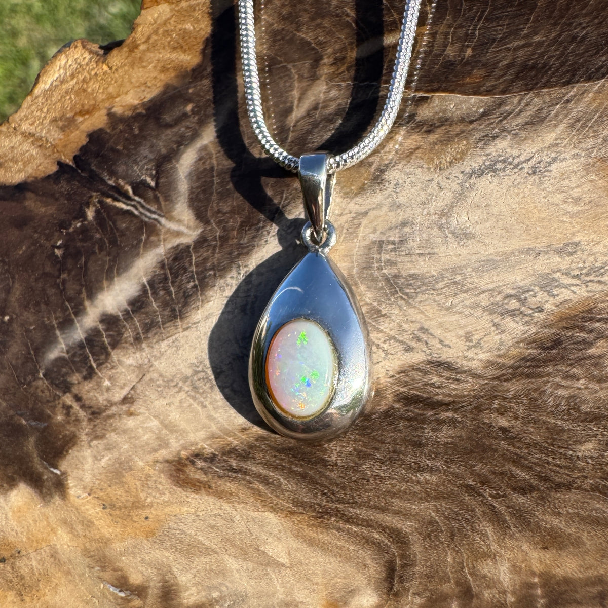 0.5ct Coober Pedy Opal Pendant Necklace ~ 'Betoota Ember' | 925 Sterling Silver | Solid Australian Opal