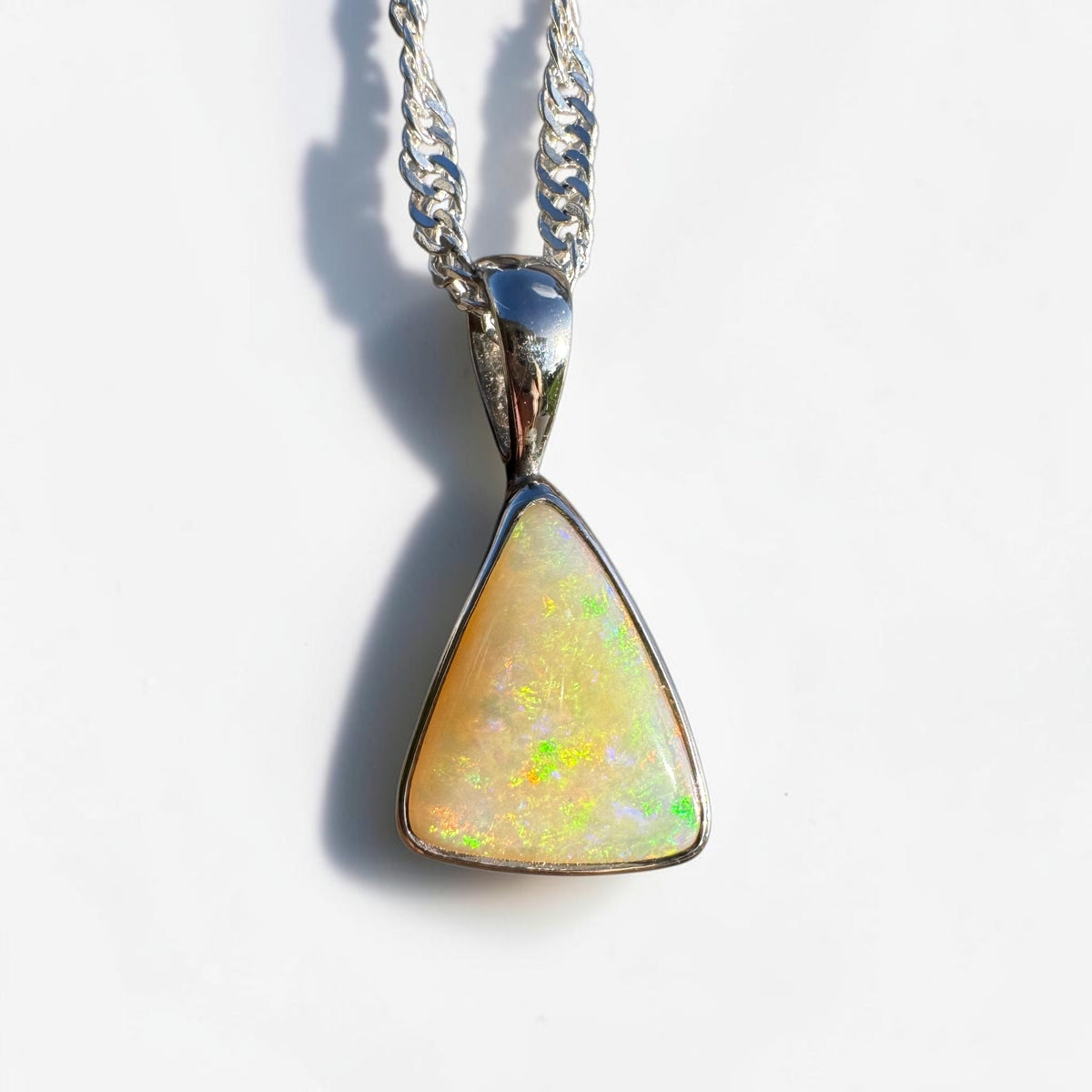 1.6ct Coober Pedy Opal Pendant Necklace ~ 'Robe Ember' | 925 Sterling Silver | Solid Australian Opal