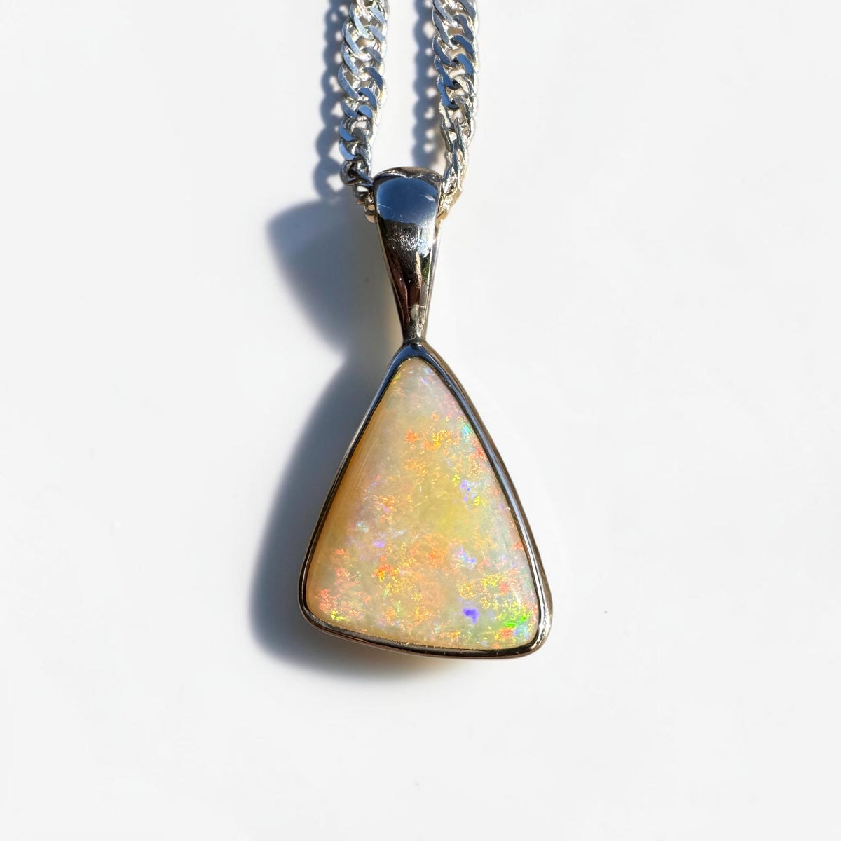 1.6ct Coober Pedy Opal Pendant Necklace ~ 'Robe Ember' | 925 Sterling Silver | Solid Australian Opal