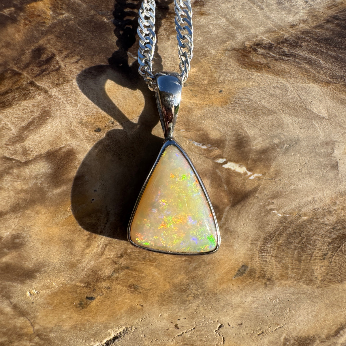 1.6ct Coober Pedy Opal Pendant Necklace ~ 'Robe Ember' | 925 Sterling Silver | Solid Australian Opal