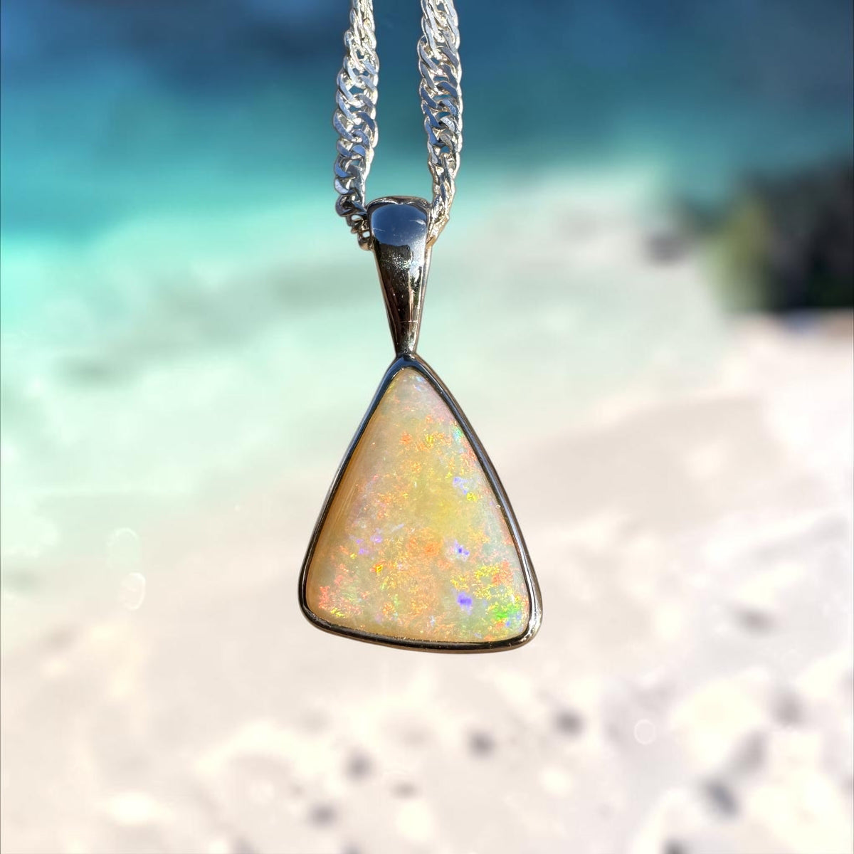 1.6ct Coober Pedy Opal Pendant Necklace ~ 'Robe Ember' | 925 Sterling Silver | Solid Australian Opal